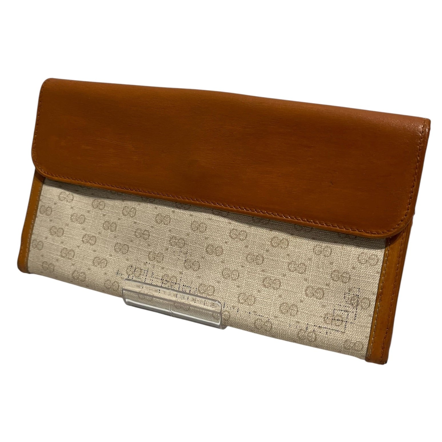 GUCCI/Trifold Wallet/Monogram/BEG/L's/leather outline view 2
