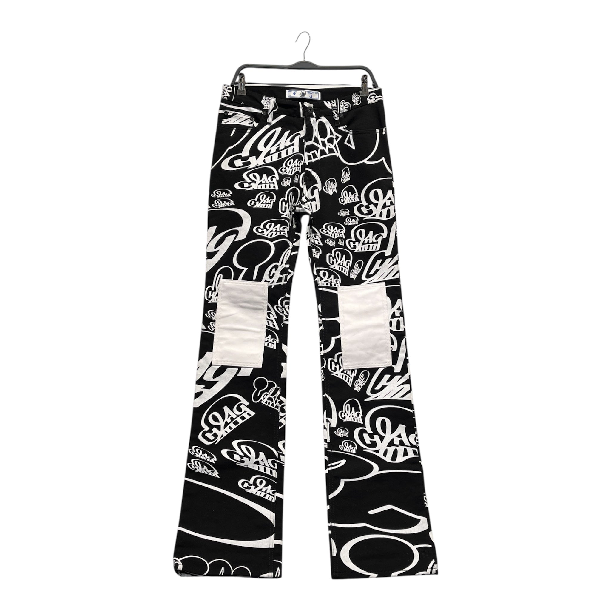 OFF-WHITE/Pants/30/Cotton/BLK/All Over Print/WHITE GRAFFITI PRINT view 1