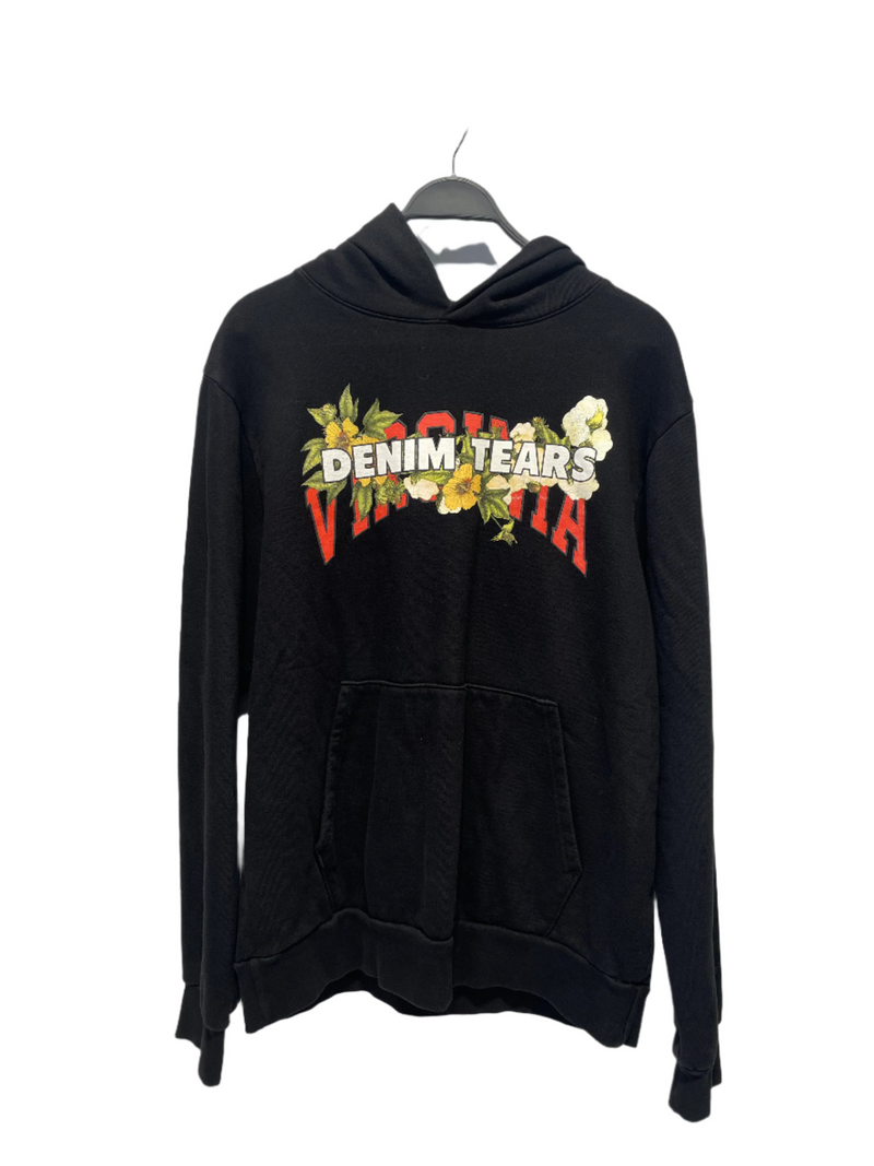 DENIM TEARS/Hoodie/L/Cotton/BLK/`floral front