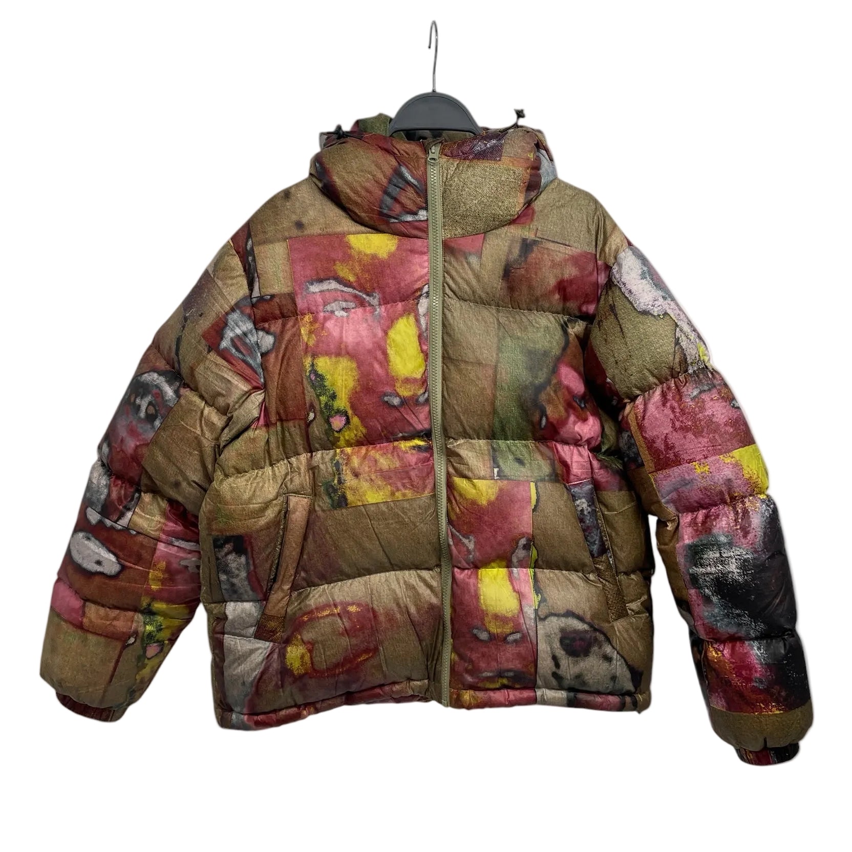 KIDSUPER STUDIOS/Puffer Jkt/S/Polyester/KHK/All Over Print/PRINTED FACES PUFFER view 1