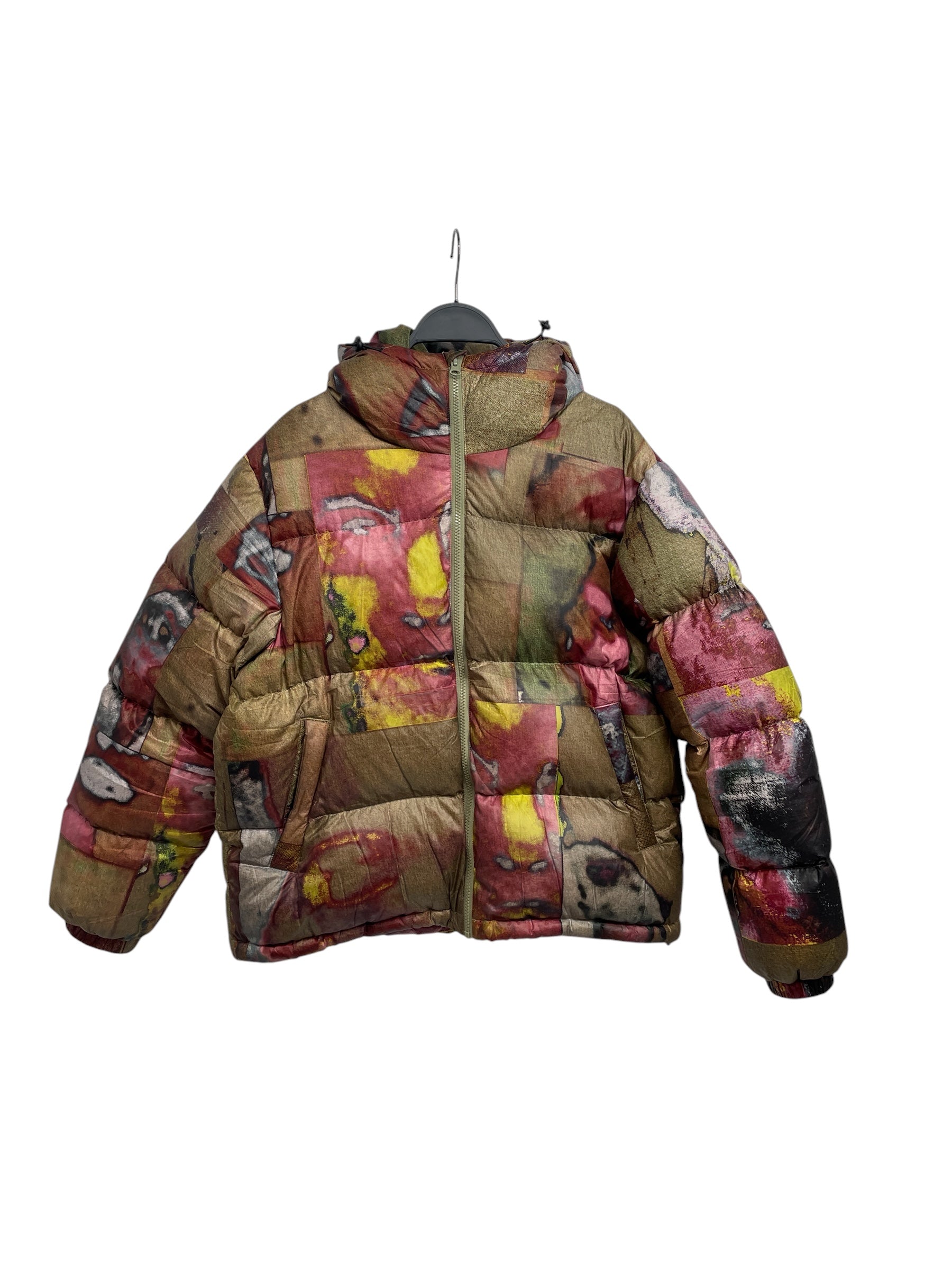 KIDSUPER STUDIOS/Puffer Jkt/S/Polyester/KHK/All Over Print/PRINTED FACES PUFFER view 1