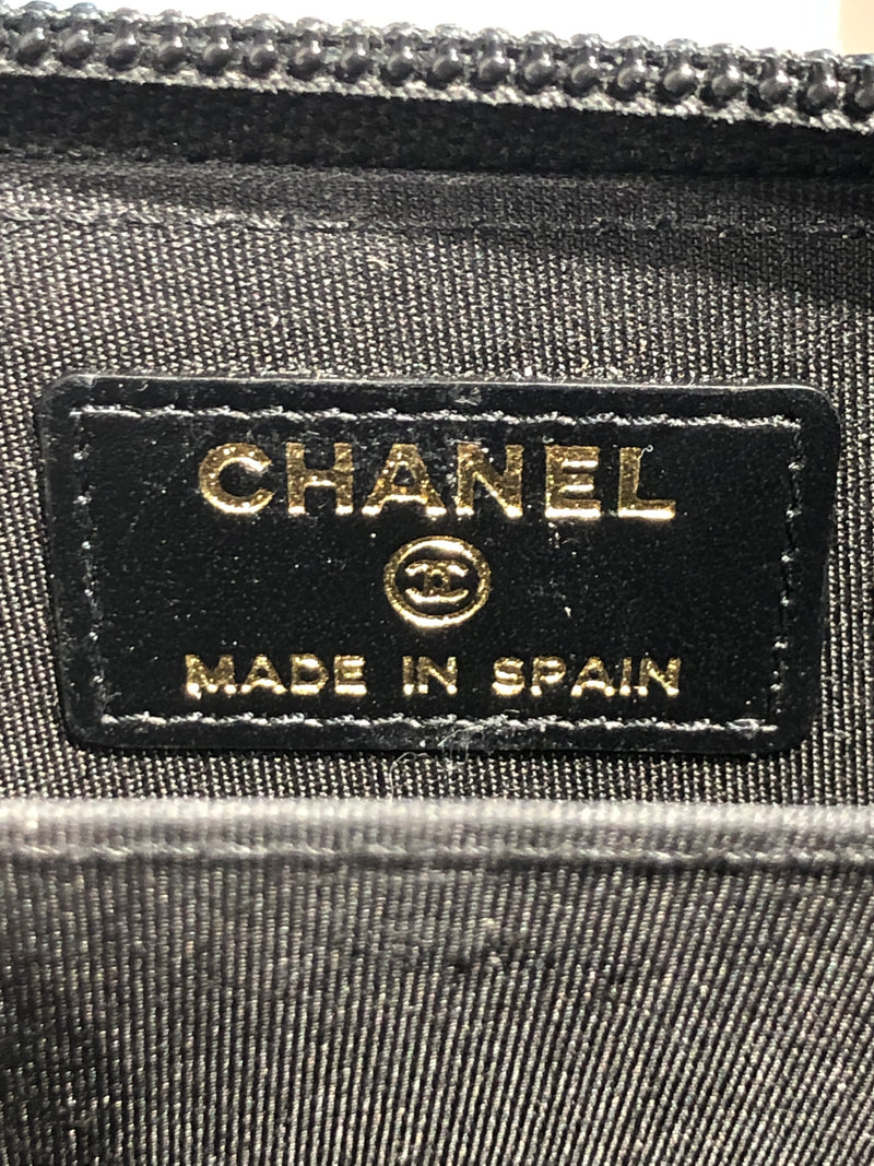 CHANEL/Coin Wallet/OS/Leather/BLK/ZIPPER CARD WALLET