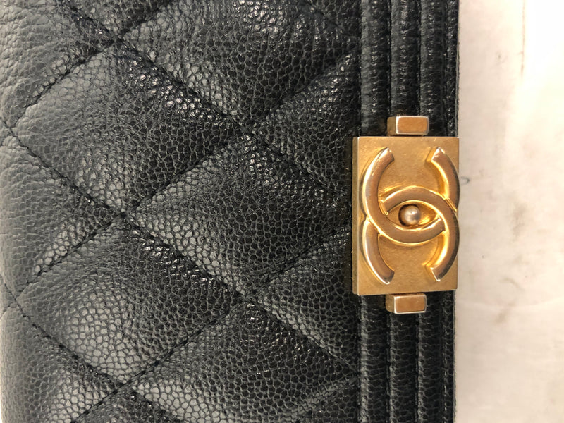 CHANEL/Coin Wallet/OS/Leather/BLK/ZIPPER CARD WALLET