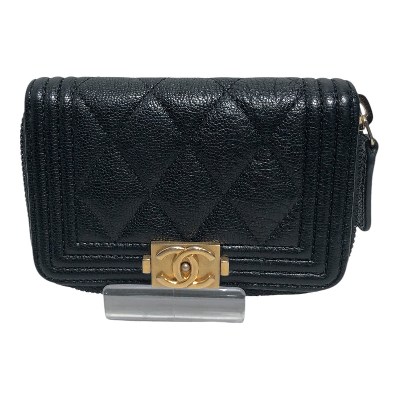 CHANEL/Coin Wallet/OS/Leather/BLK/ZIPPER CARD WALLET
