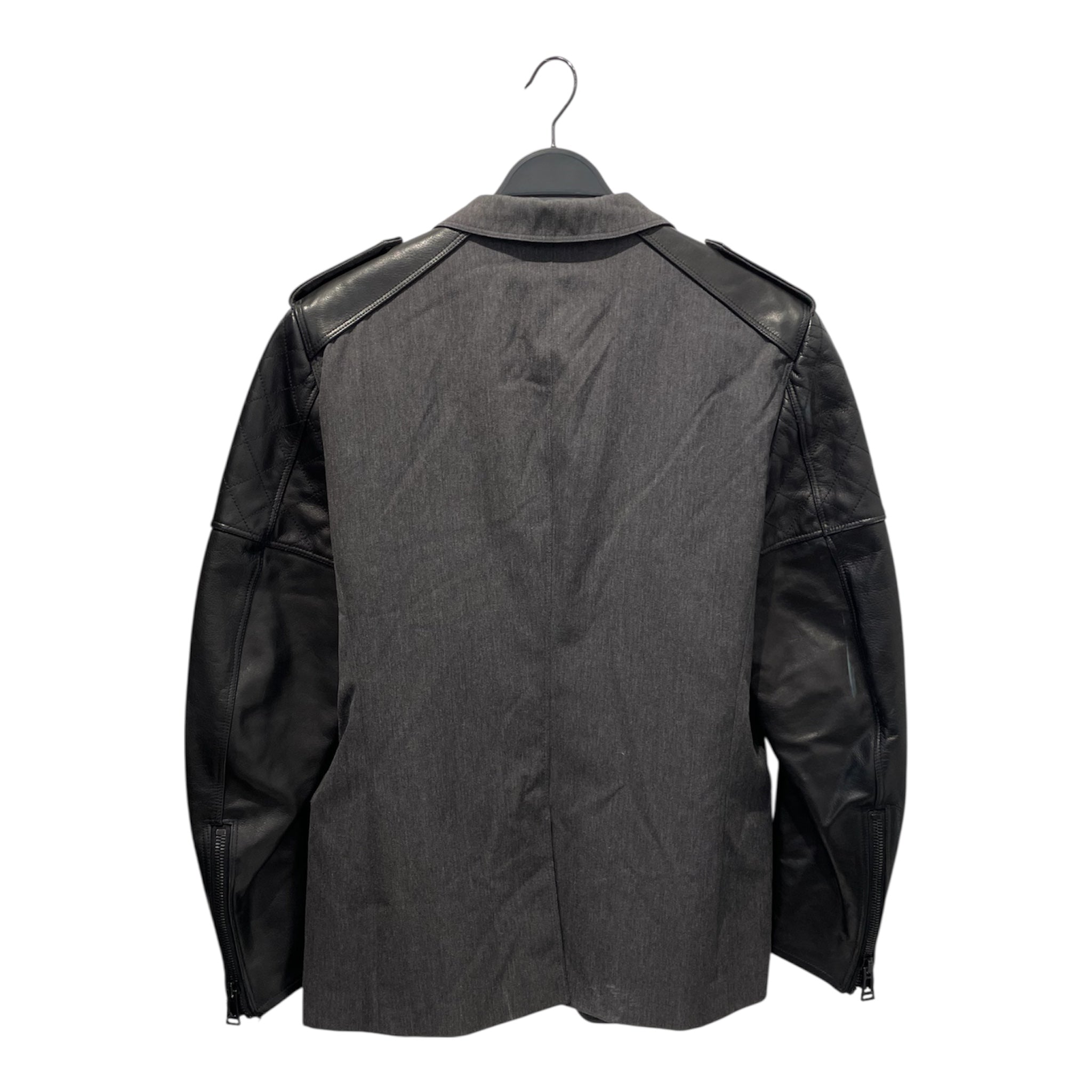 Belstaff/Tailored Jkt/50/Wool/GRY/QUILTED LEATHER SLEEVE BLAZER view 2