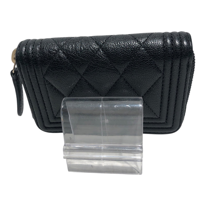 CHANEL/Coin Wallet/OS/Leather/BLK/ZIPPER CARD WALLET