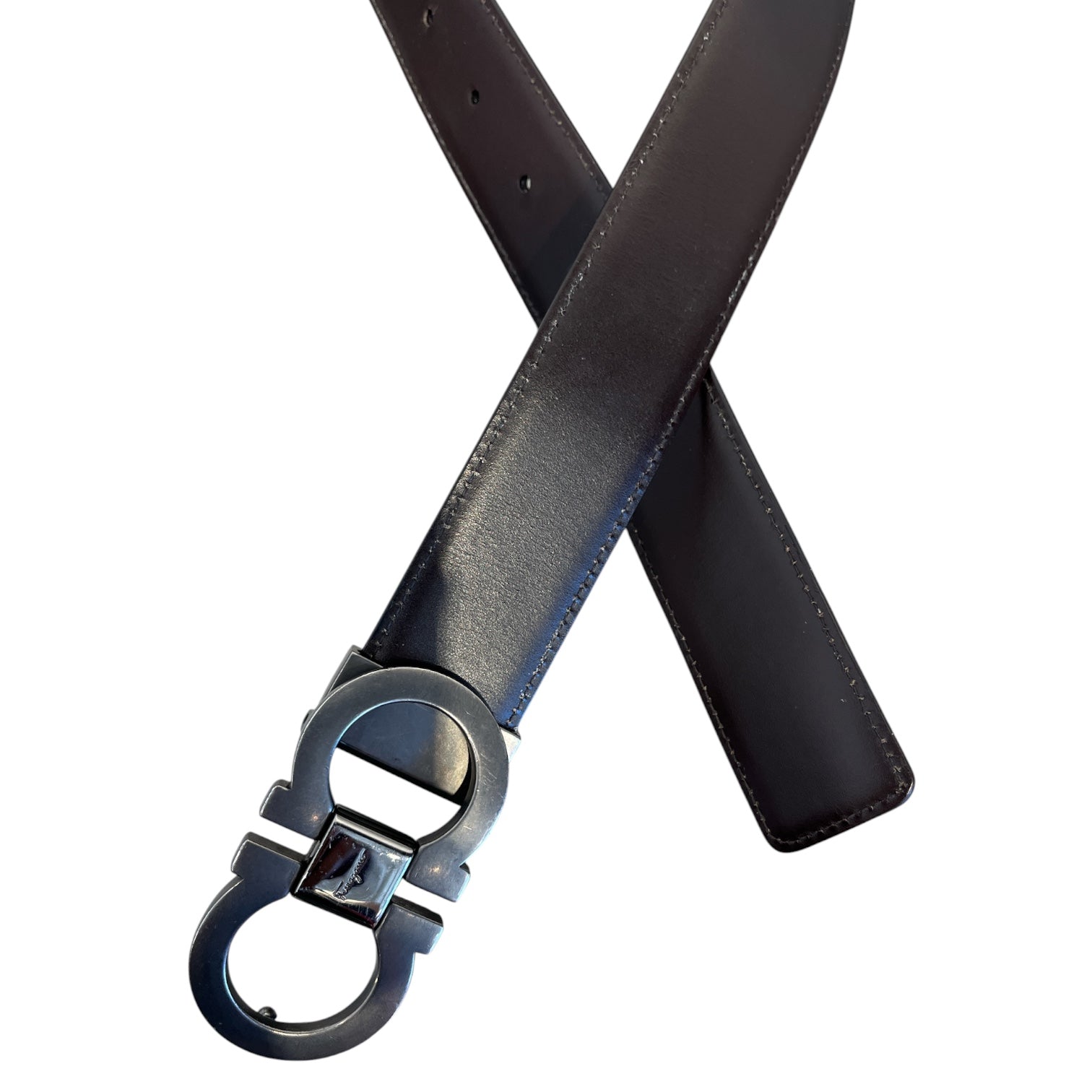 Salvatore Ferragamo/Belt/Leather/BRW/DOUBLE OMEGA BUCKLE view 2