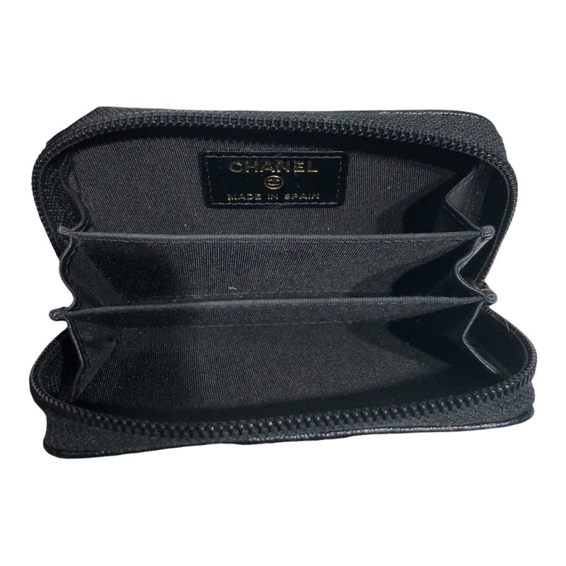 CHANEL/Coin Wallet/OS/Leather/BLK/ZIPPER CARD WALLET