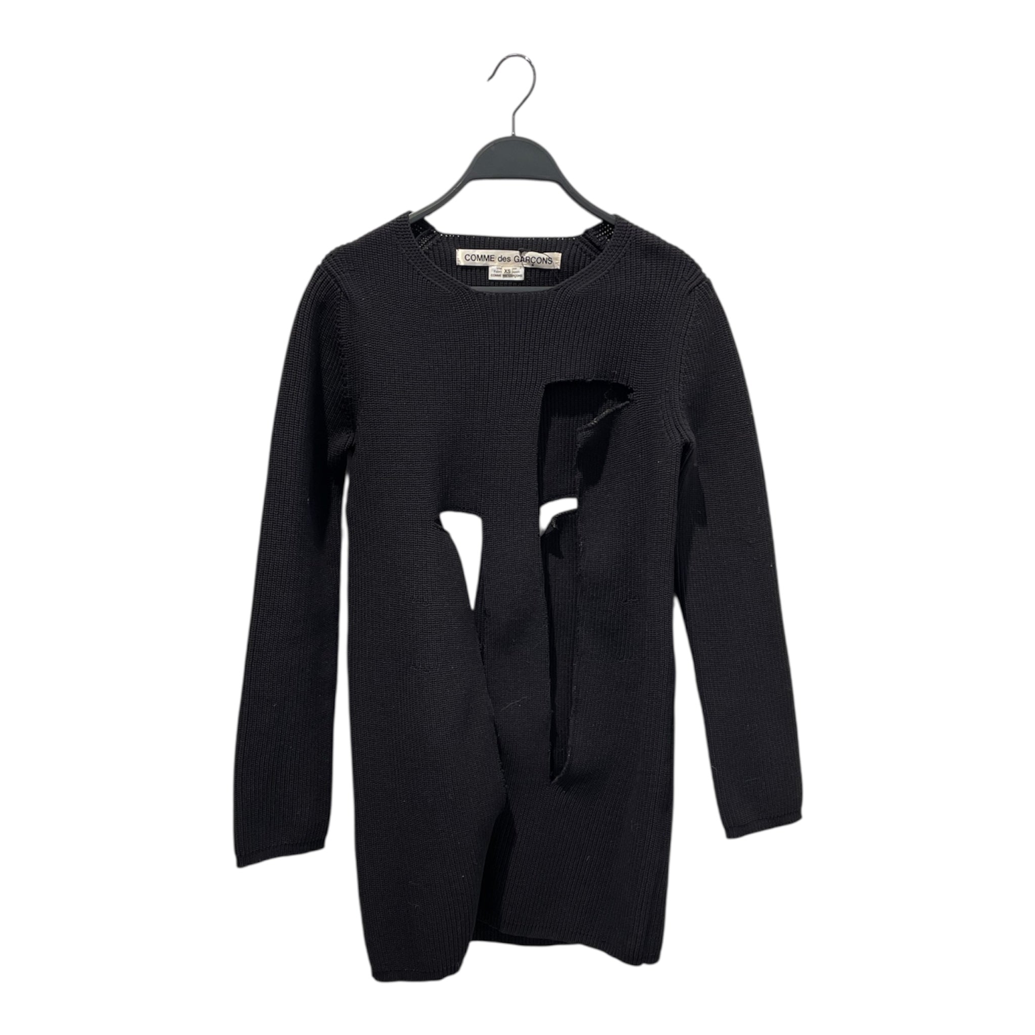 COMME des GARCONS/Heavy Sweater/XS/Acrylic/BLK/CUT UP BLK SWEATER view 1