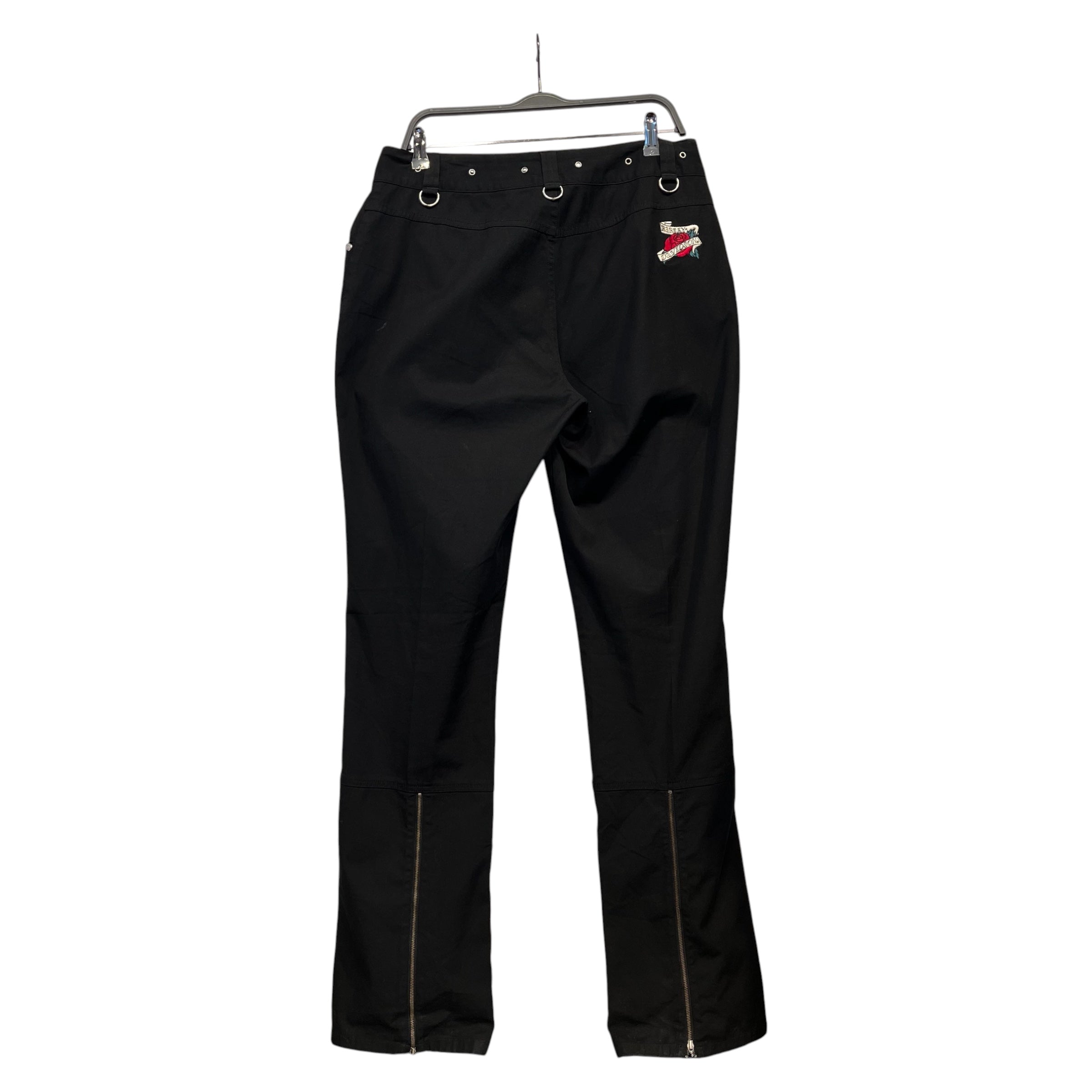 HARLEY DAVIDSON/Straight Pants/10/Cotton/BLK/ZIP HEM ROSE EMBROIDERY view 2