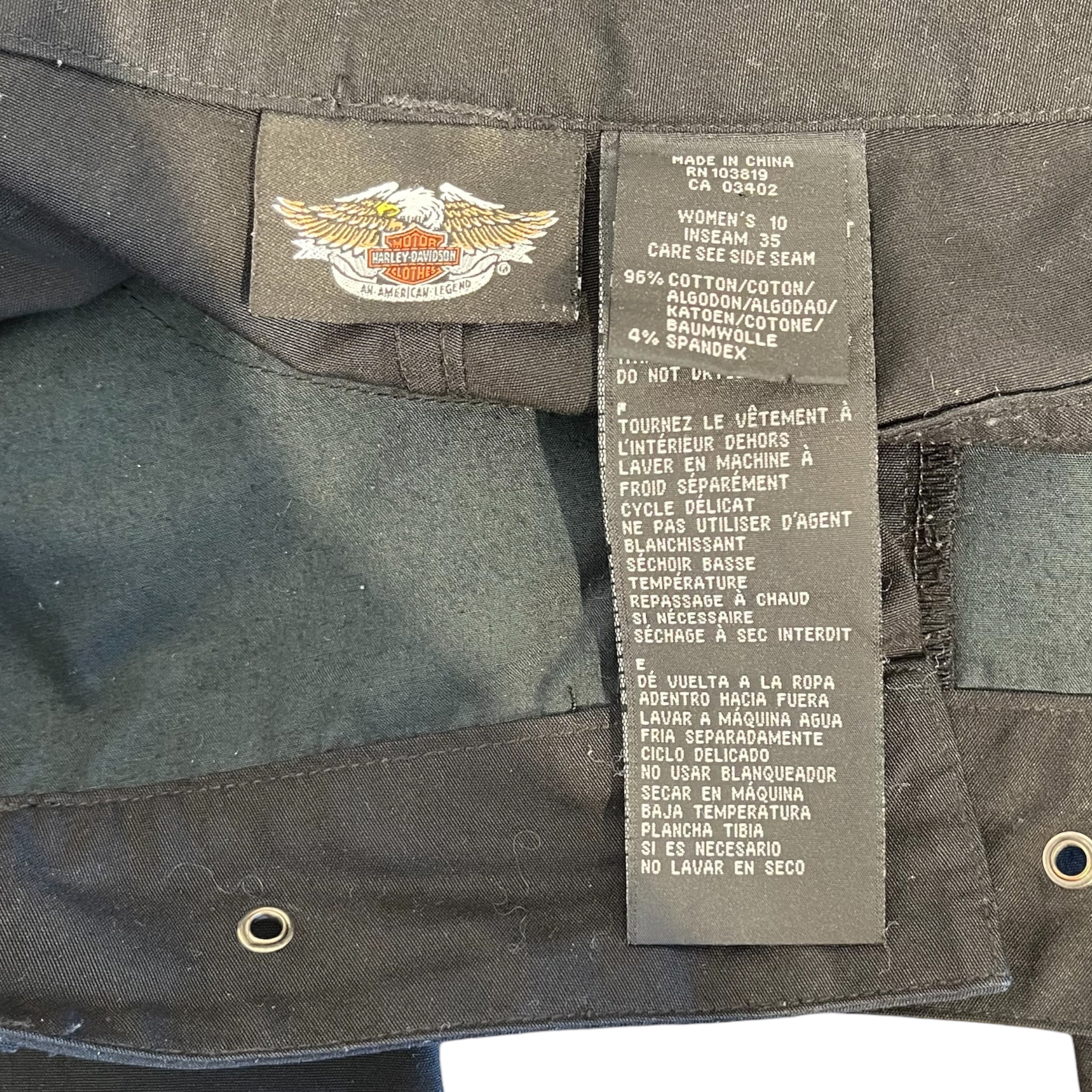 HARLEY DAVIDSON/Straight Pants/10/Cotton/BLK/ZIP HEM ROSE EMBROIDERY view 3
