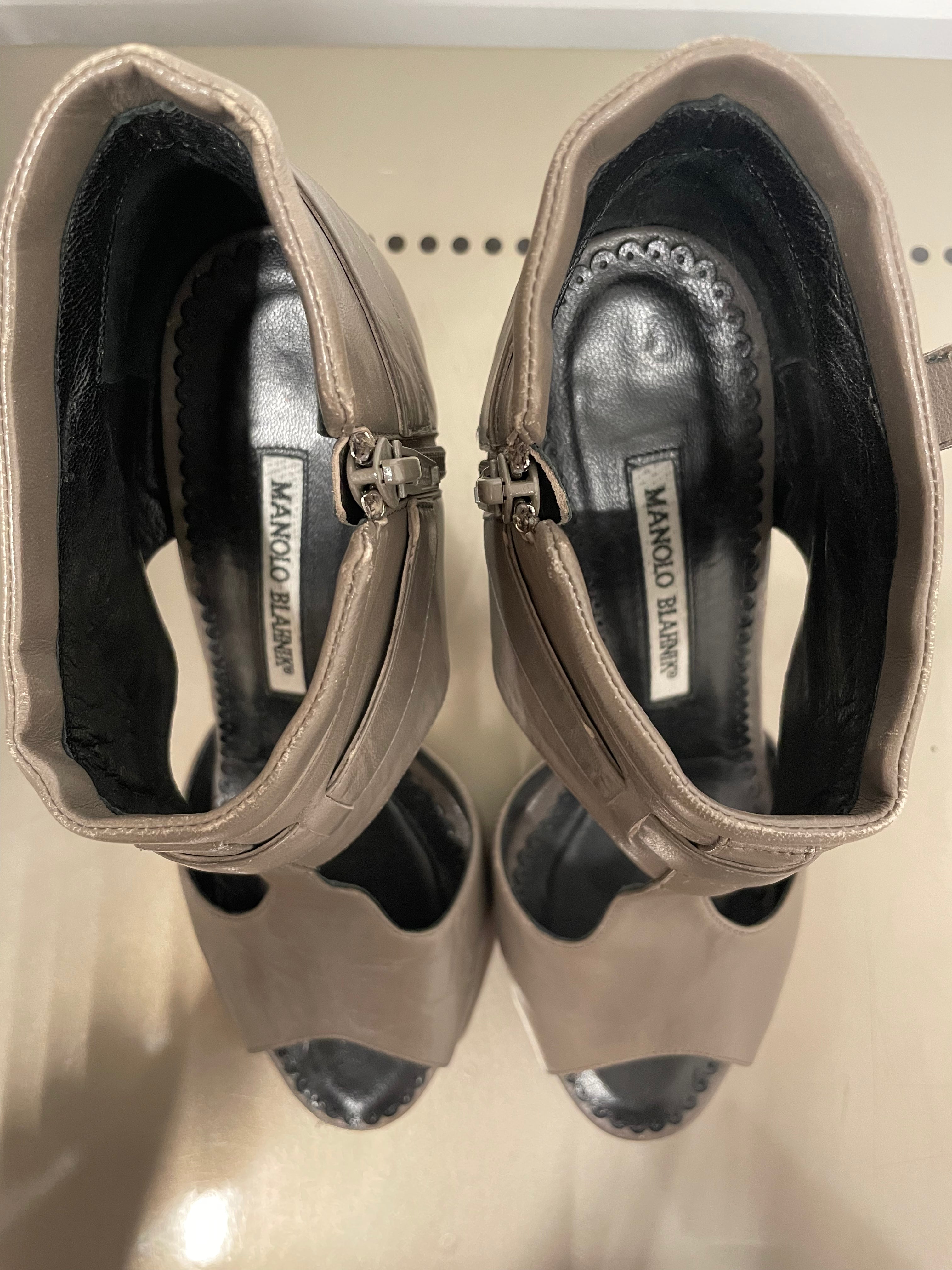 MANOLO BLAHNIK/HEELS/US 6/PLAIN/LEATHER/GRY//SIDE HARNES/ view 4