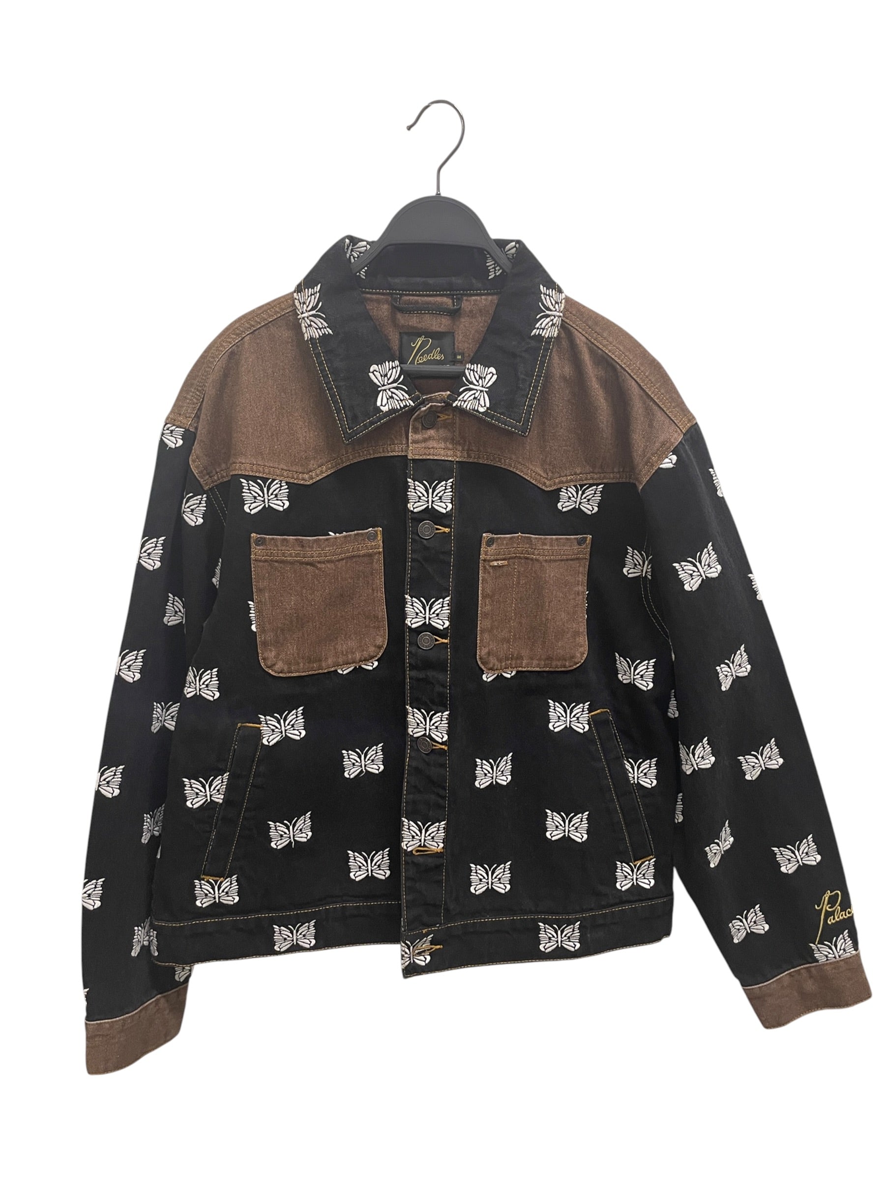 Needles/PALACE/Denim Jkt/M/Denim/BLK/All Over Print/butterflies all over view 1