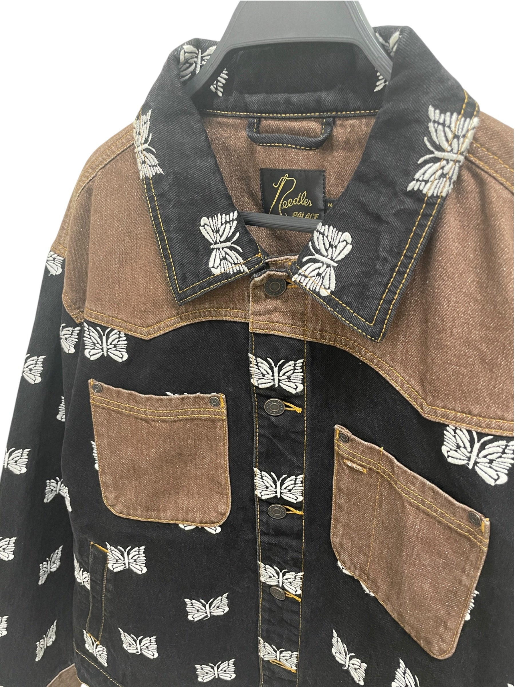 Needles/PALACE/Denim Jkt/M/Denim/BLK/All Over Print/butterflies all over view 3