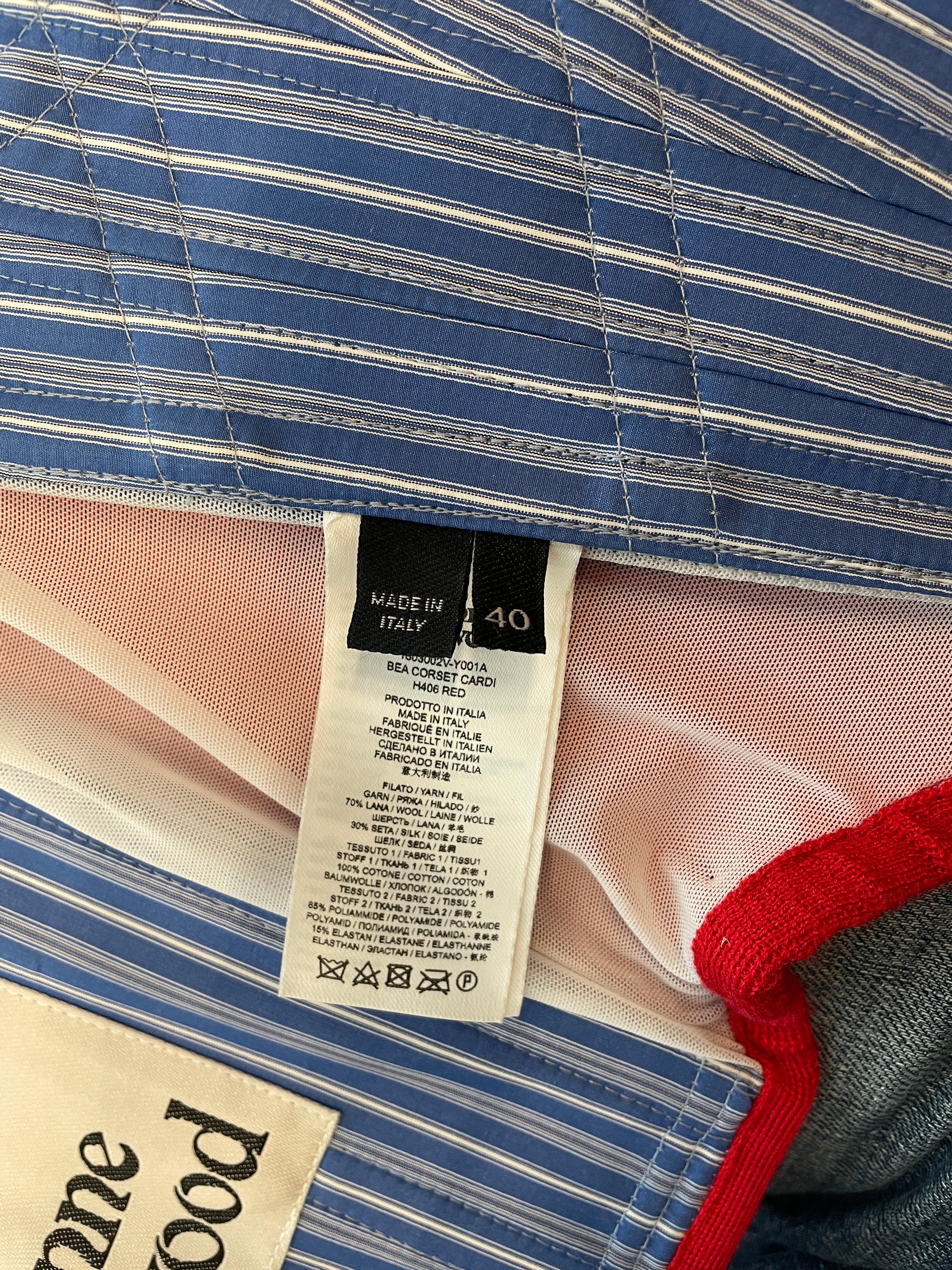 Vivienne Westwood/LS T-Shirt/40/Cotton/RED/CORSET CARDIGAN/BLU&WHT STRIPE view 6