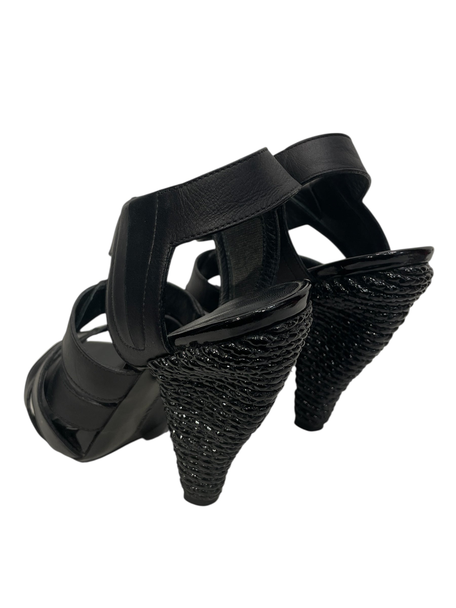BOTTEGA VENETA/Heels/EU 35.5/Leather/BLK/PLASTIC CORDED HEEL view 2