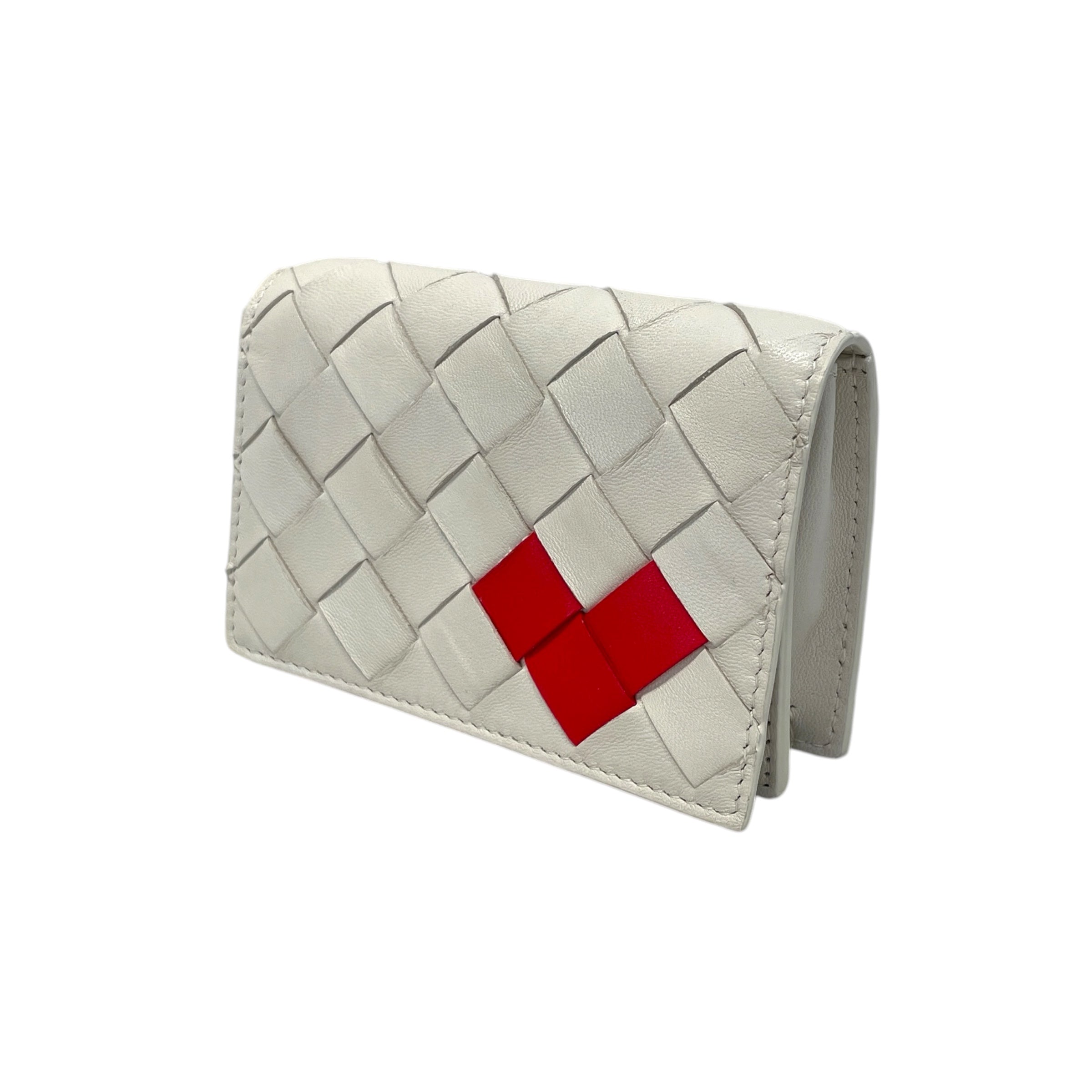 BOTTEGA VENETA/Bifold Wallet/Leather/WHT/Intrecciato Heart view 1