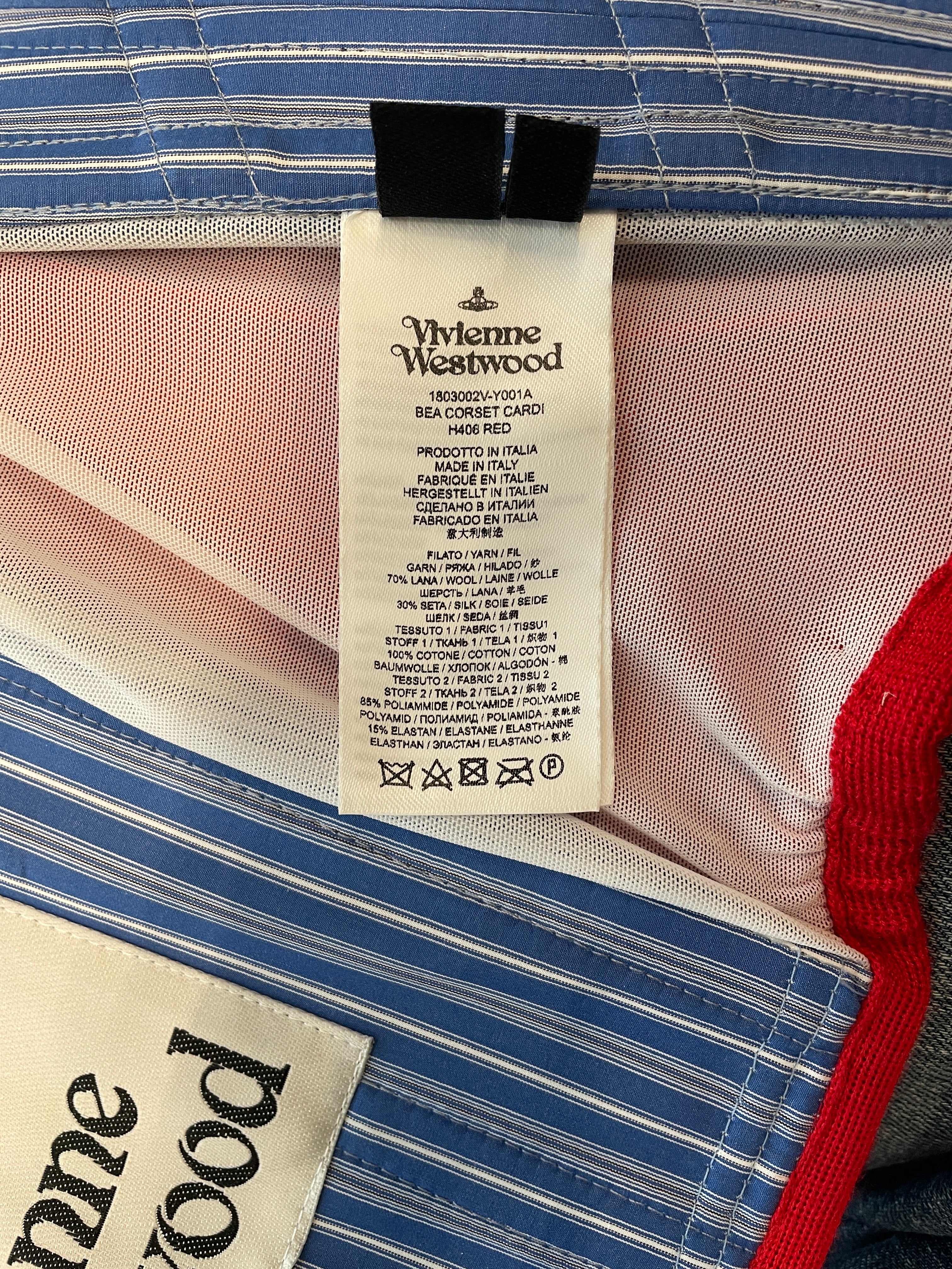 Vivienne Westwood/LS T-Shirt/40/Cotton/RED/CORSET CARDIGAN/BLU&WHT STRIPE view 7
