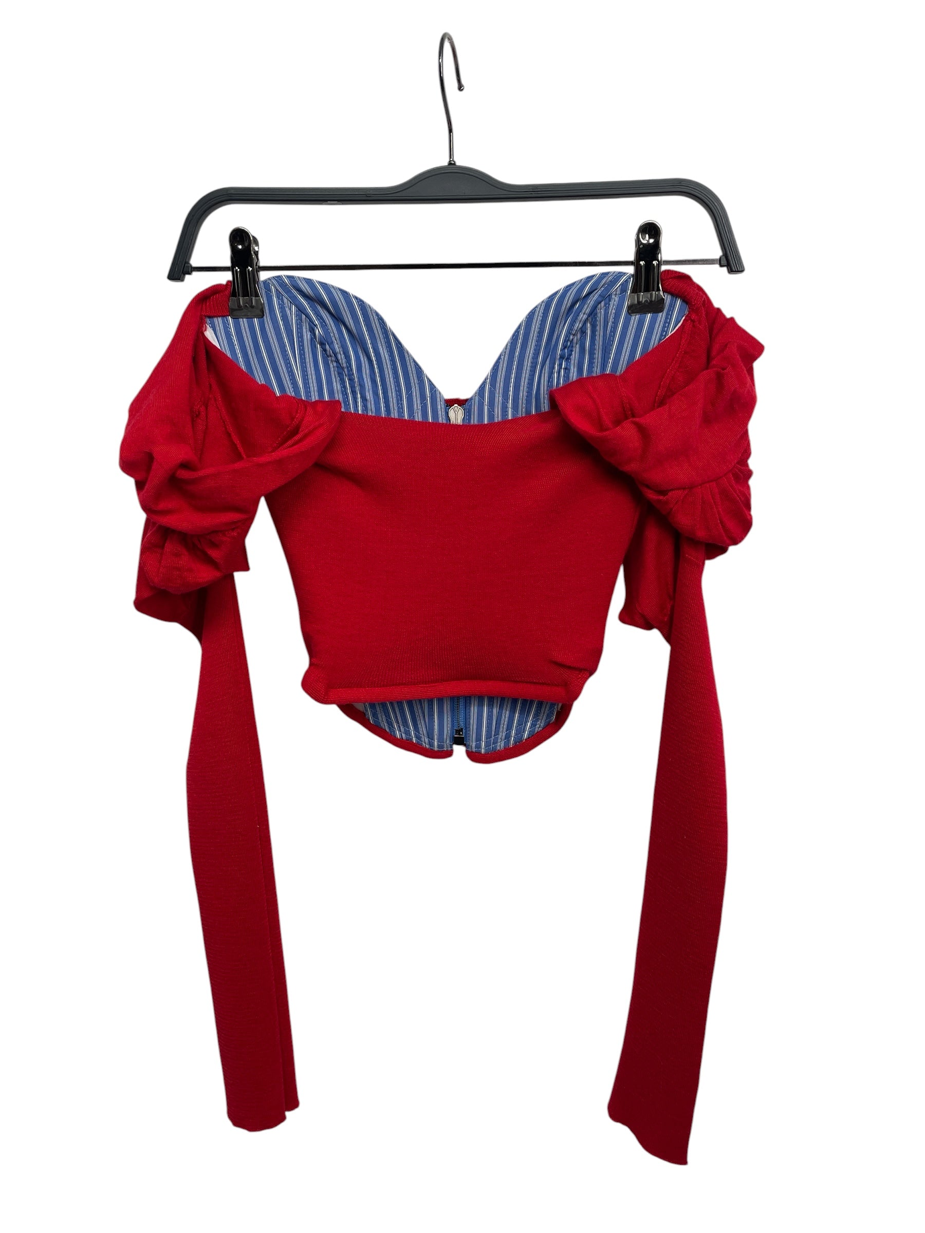 Vivienne Westwood/LS T-Shirt/40/Cotton/RED/CORSET CARDIGAN/BLU&WHT STRIPE view 4