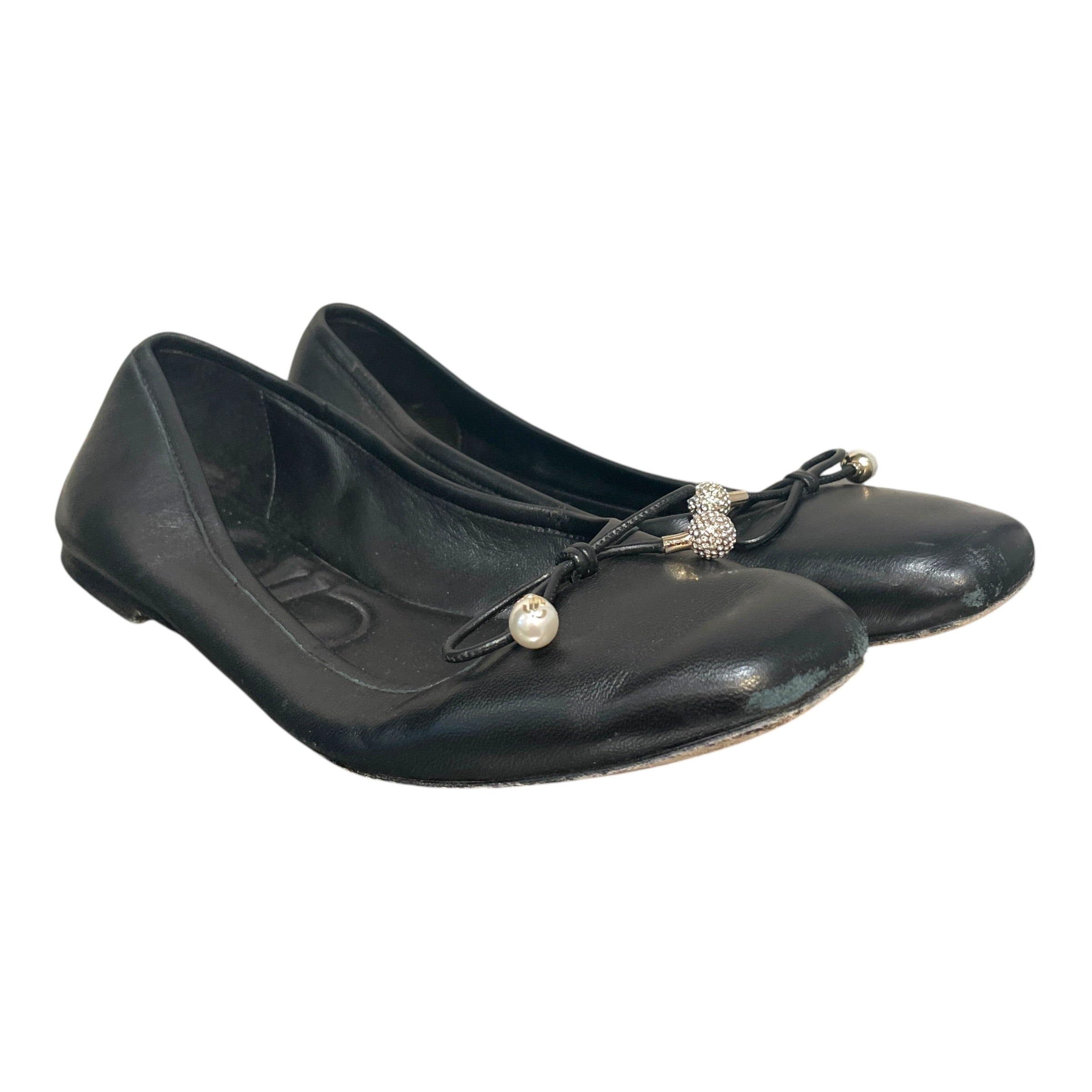 JIMMY CHOO/Flat Shoes/EU 38.5/Leather/BLK/ view 1