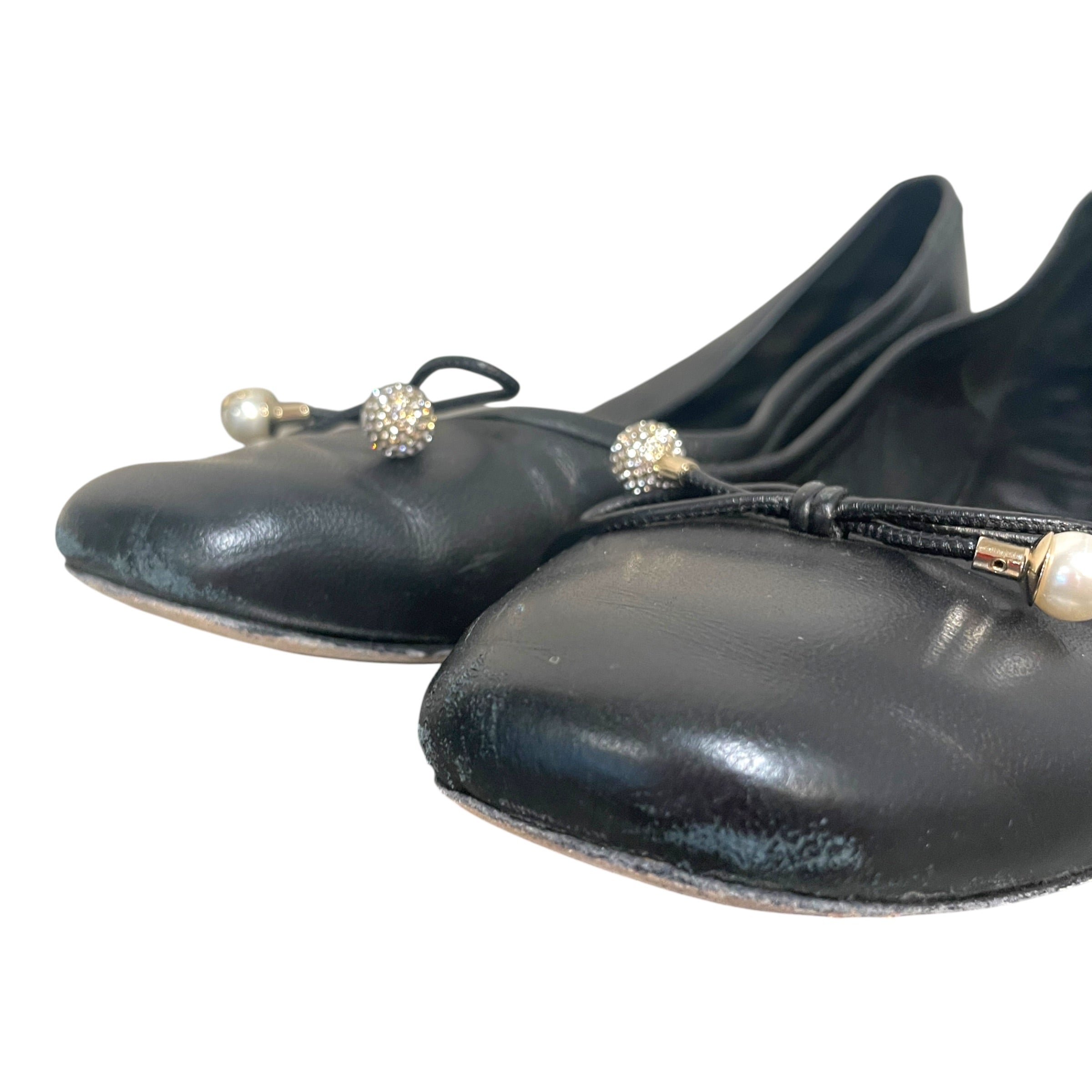 JIMMY CHOO/Flat Shoes/EU 38.5/Leather/BLK/ view 3