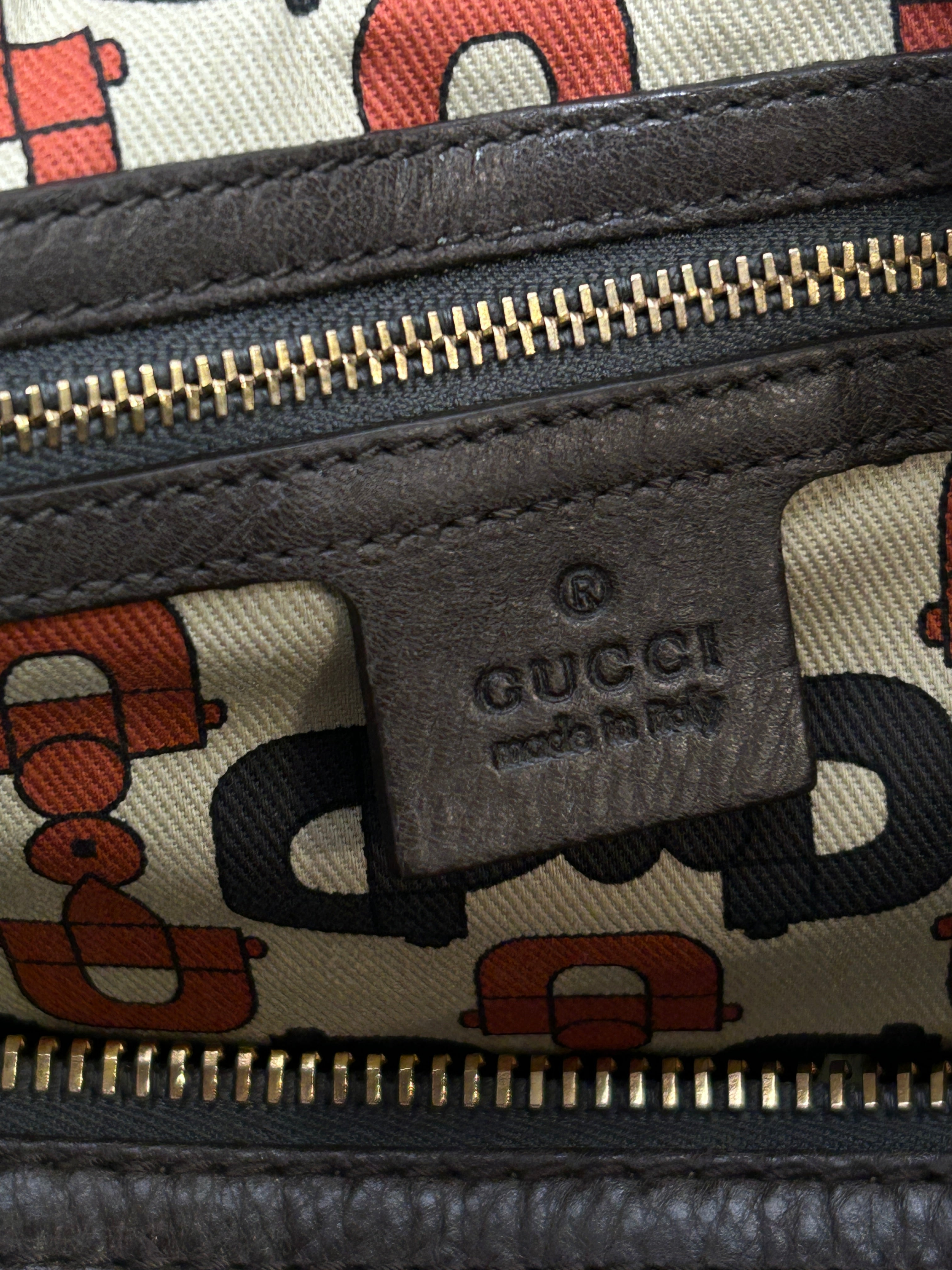 GUCCI/Bag/Leather/BRW/BABOUSKA HYSTERIA BRW/GRY BAG view 6