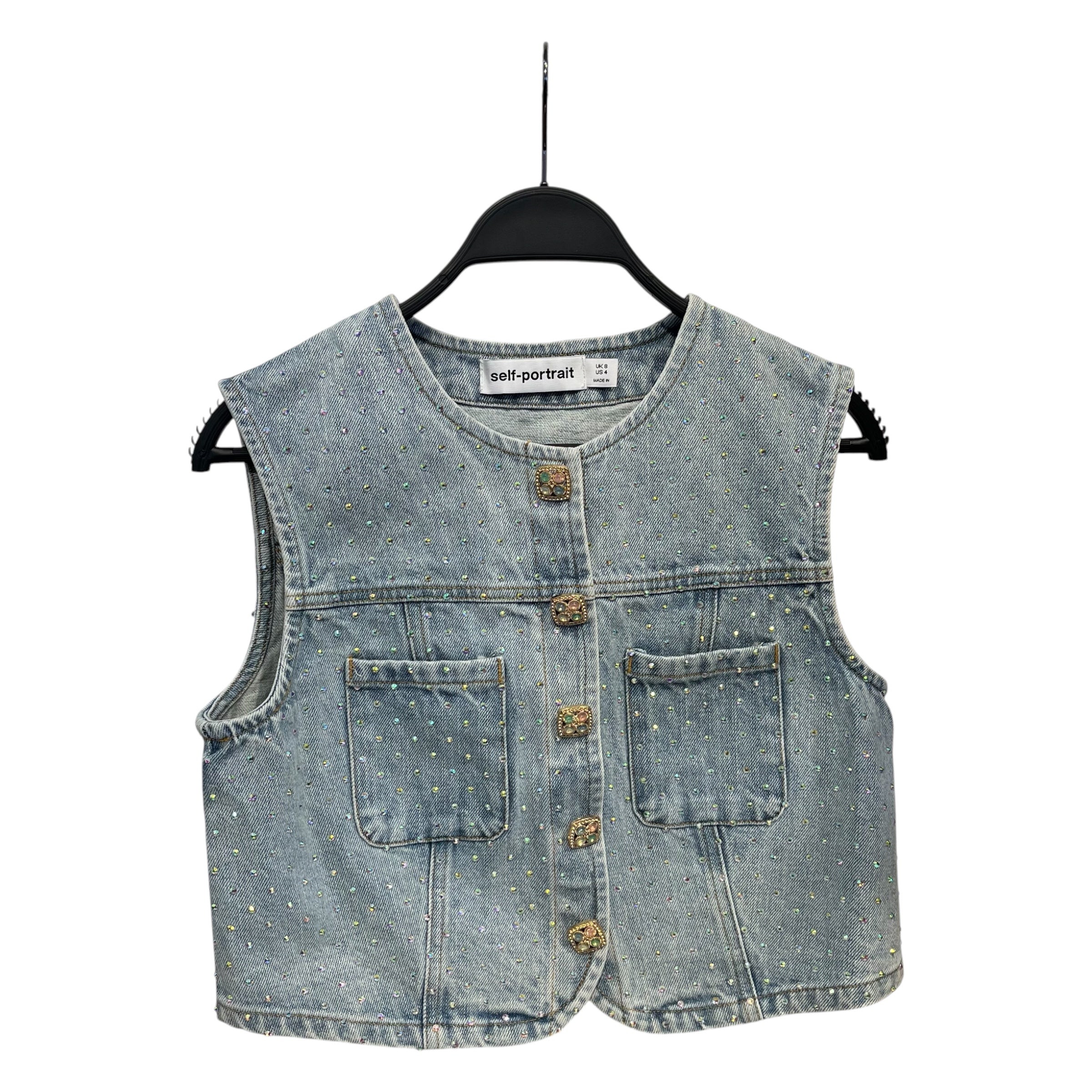 self-portrait/Vest/4/Cotton/BLU/Jewel Vest view 1
