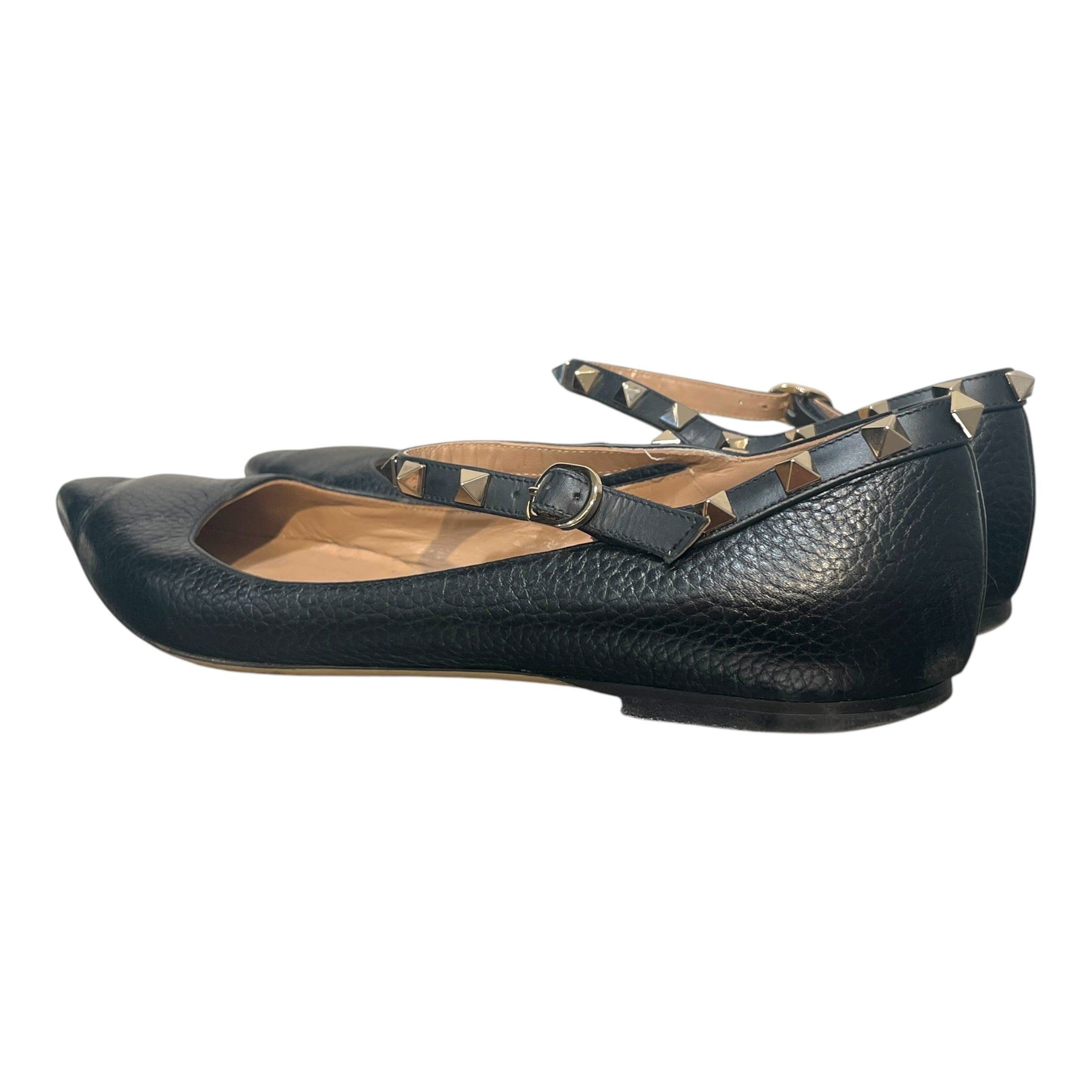 VALENTINO/Flat Shoes/EU 39/Leather/BLK/Garavani Rockstud Mary Jane view 3