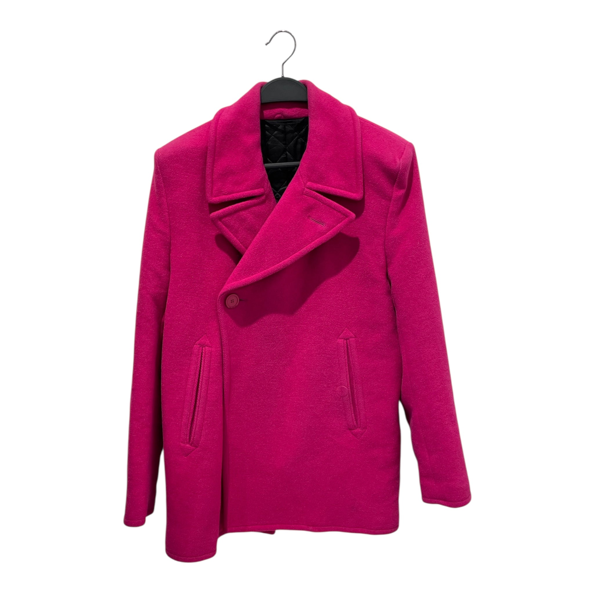 BALENCIAGA/Peacoat/36/Wool/PNK/Double Breasted/hot pink shoulder pads PEACOAT view 1