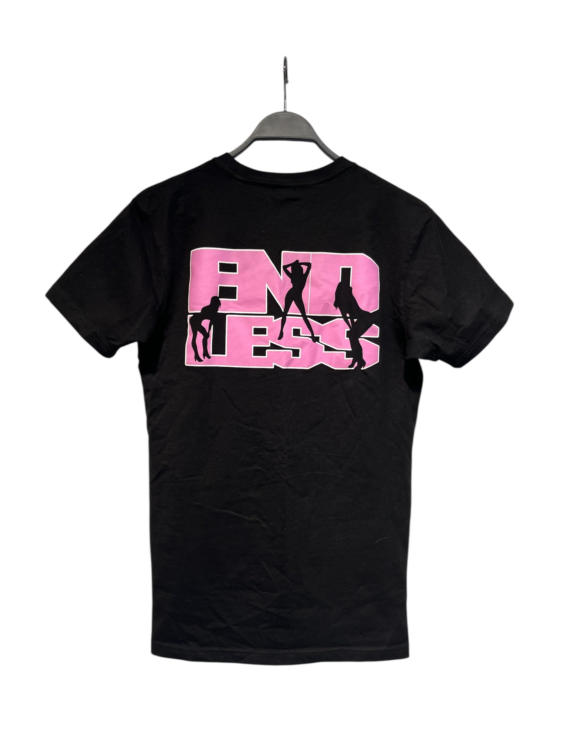 Endless Denim/T-Shirt/S/Cotton/BLK/pink tape view 2