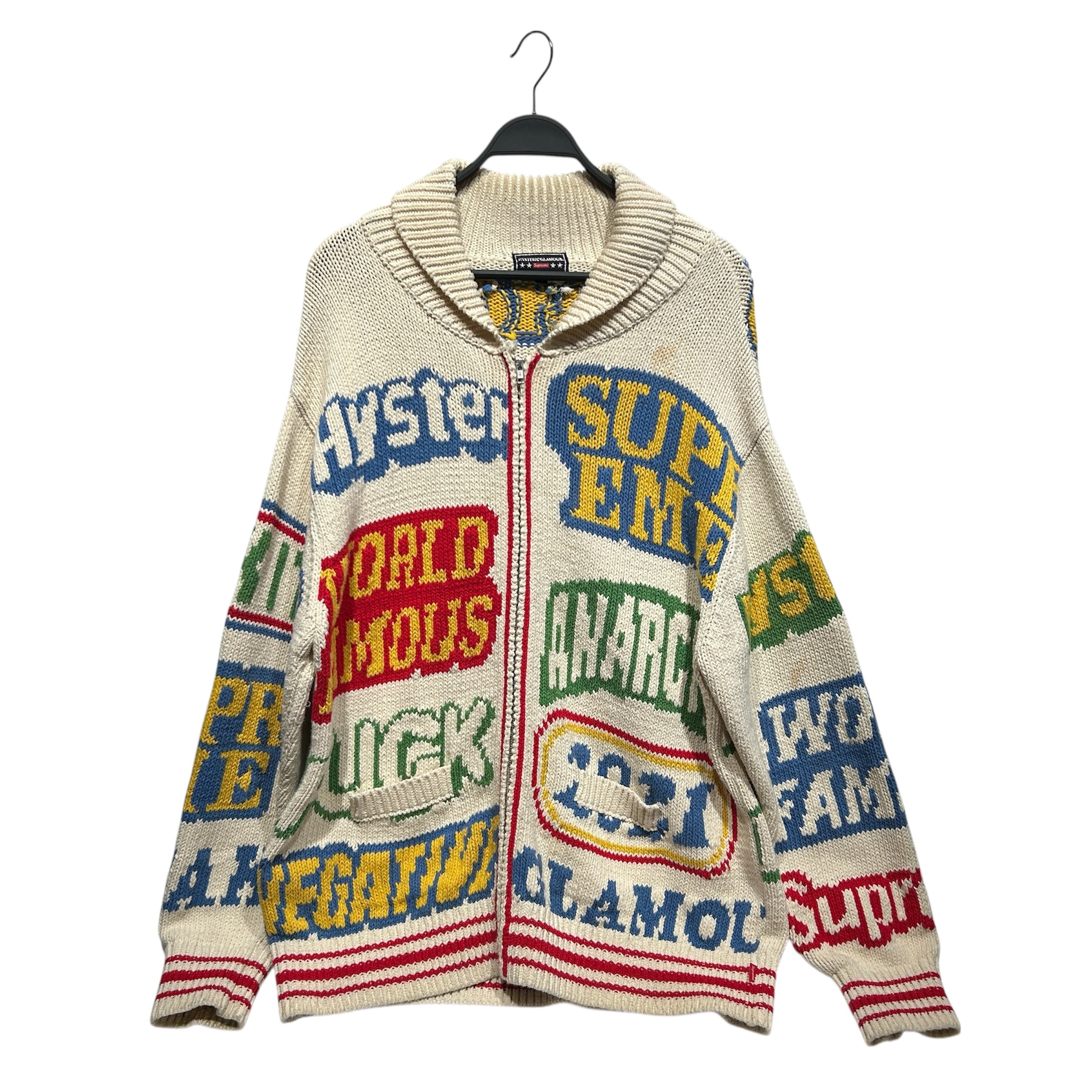 Supreme/HYSTERIC GLAMOUR/Heavy Cardigan/XL/All Over Print/Wool/CRM/Zip Knit Cardigan view 1
