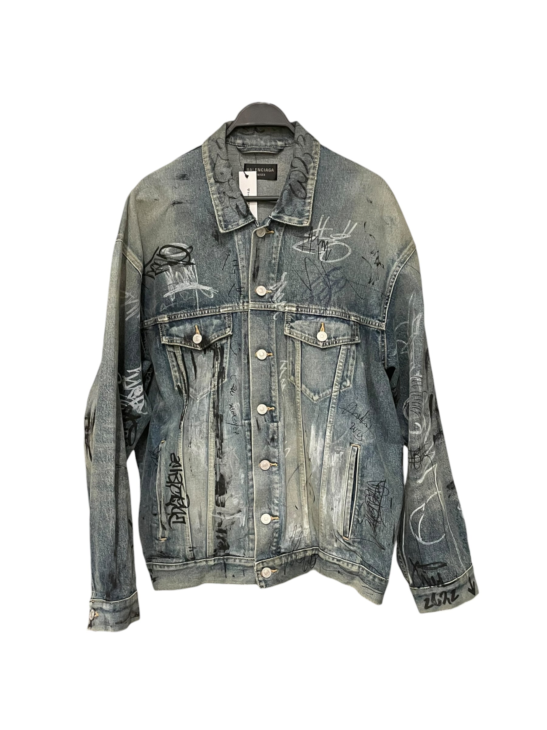 BALENCIAGA/Denim Jkt/1/Denim/BLU/All Over Print/GRAFFITI TRUCKER JACKET view 1