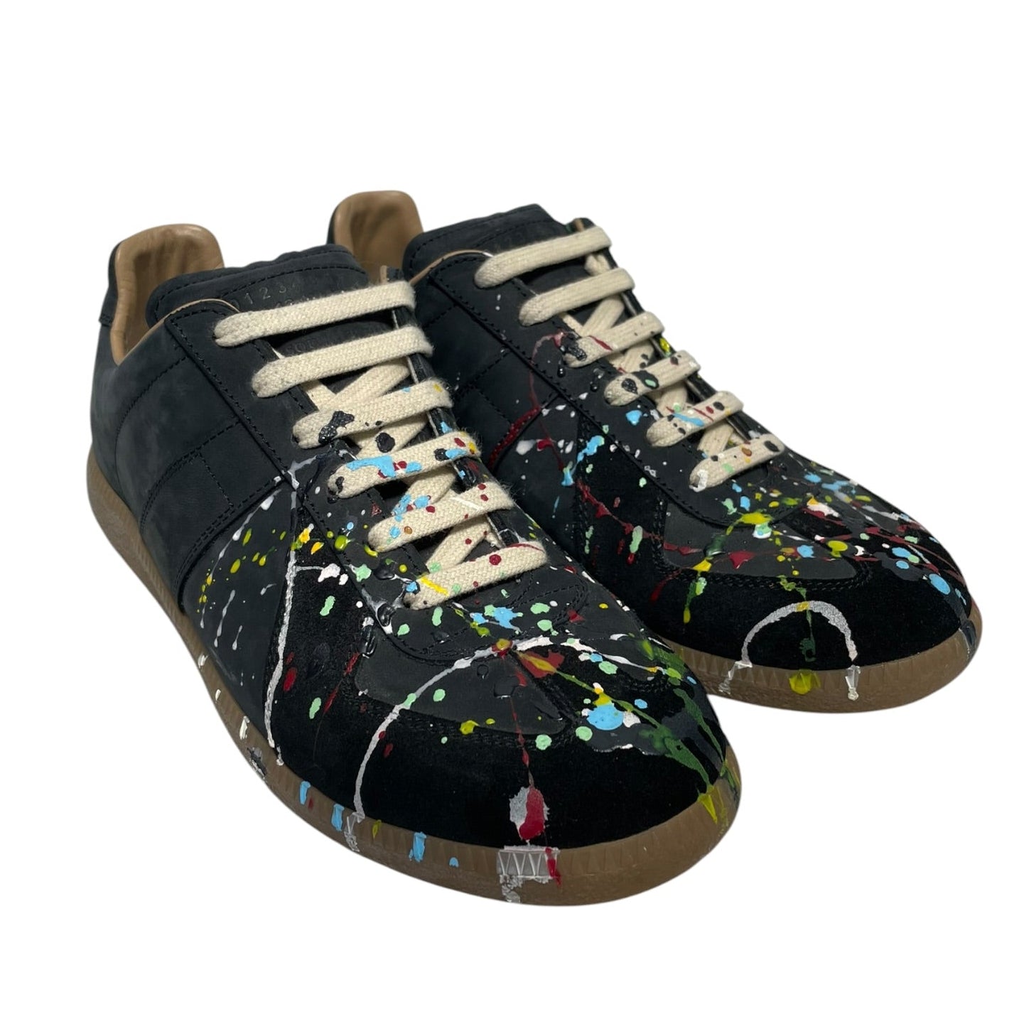 Maison Margiela/Low-Sneakers/EU 40/Leather/BLK/REPLICA PAINT SPLATTER view 1