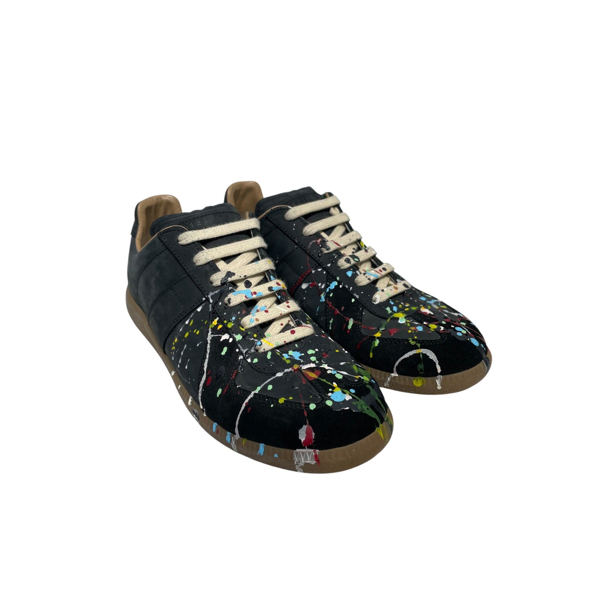 Maison Margiela/Low-Sneakers/EU 40/Leather/BLK/REPLICA PAINT SPLATTER view 1