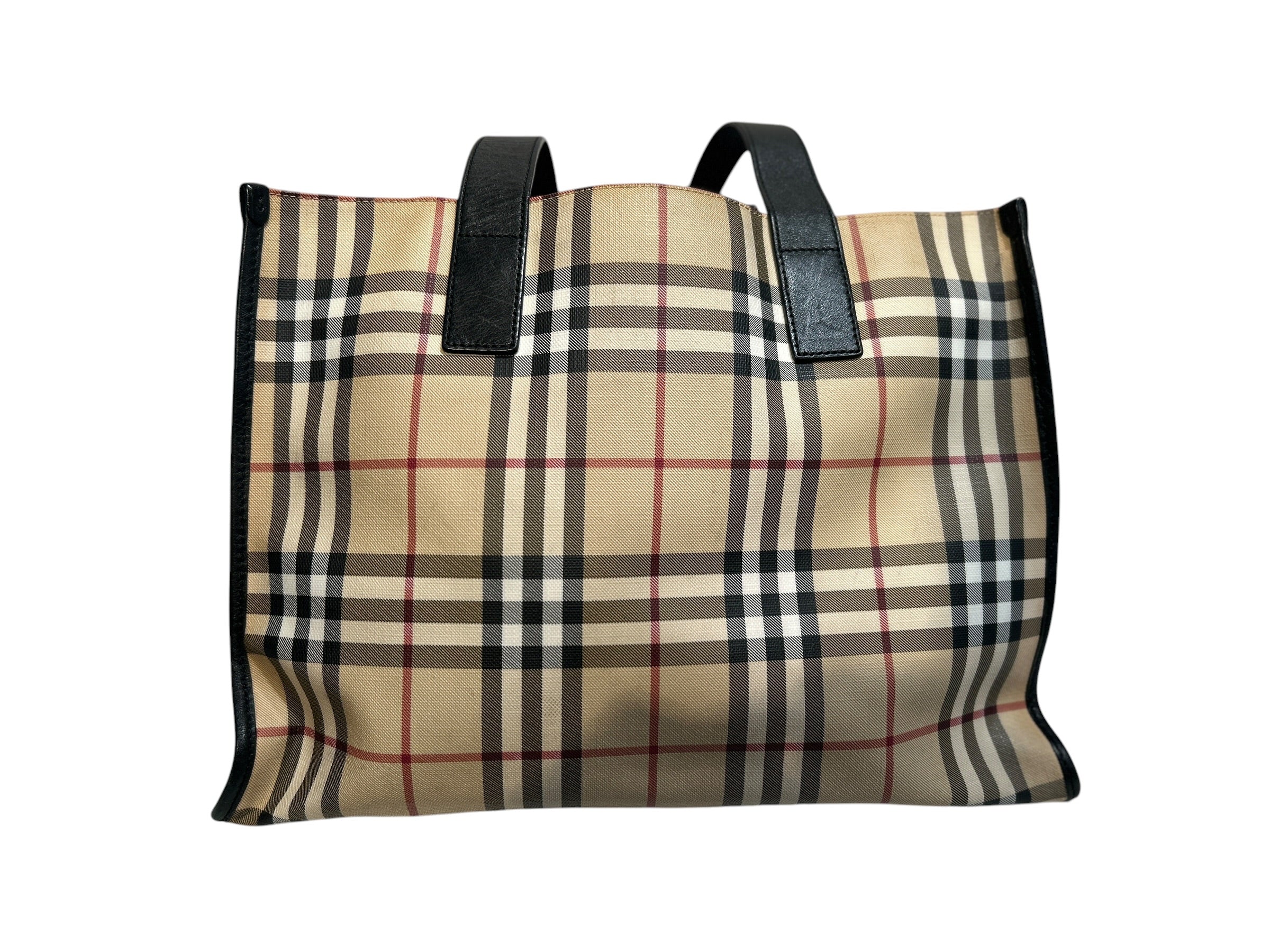 BURBERRY LONDON/Tote Bag/Plaid/Leather/BRW/nova check tote bag view 2