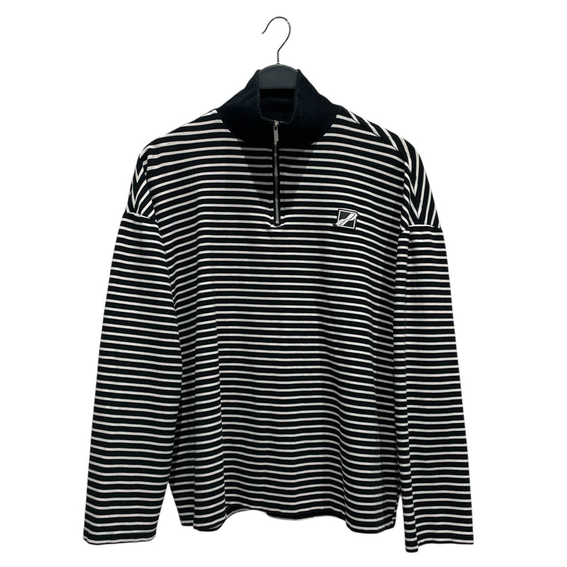 WE11DONE/LS T-Shirt/M/Cotton/WHT/Stripe/Quarter Zip Long Sleeve Top