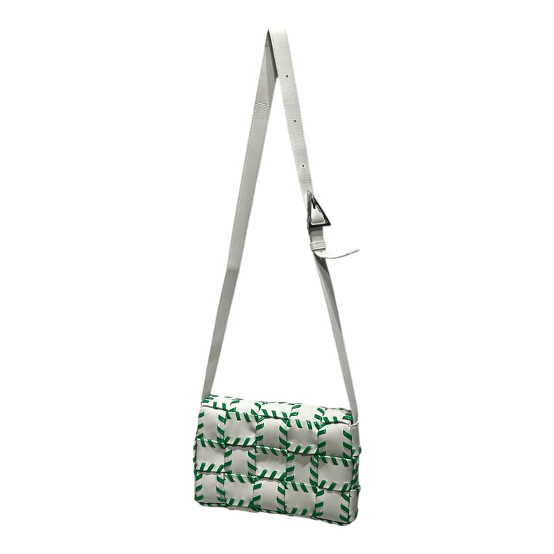 BOTTEGA VENETA/Cross Body Bag/Stripe/Leather/WHT/CASSETTE INTRECCIATO STITCH
