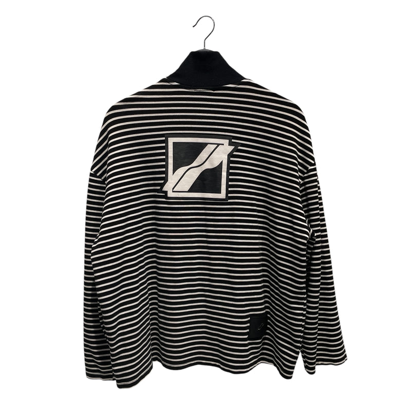 WE11DONE/LS T-Shirt/M/Cotton/WHT/Stripe/Quarter Zip Long Sleeve Top