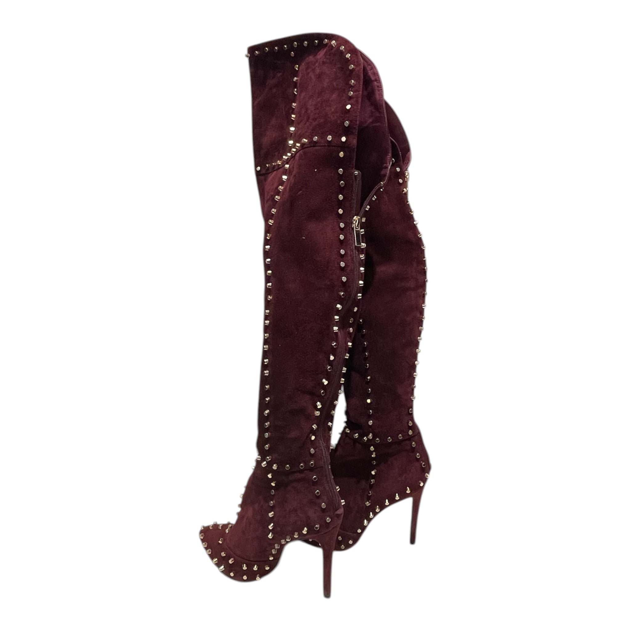 Jennifer Le/Long Boots/EU 39/Suede/PPL/Studded Suede Boot view 2