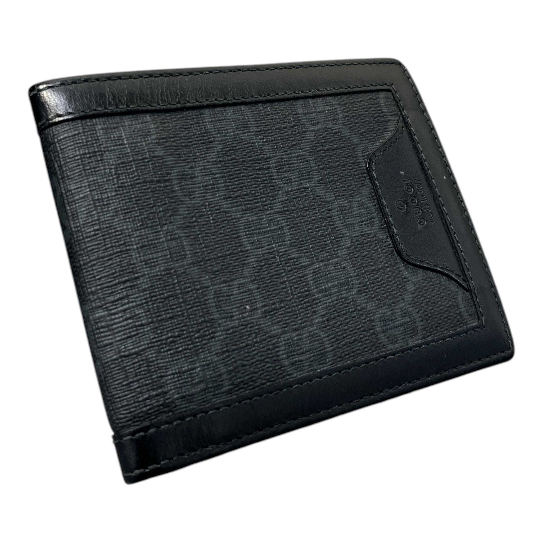 GUCCI/Bifold Wallet/Monogram/Leather/BLK/MONOGRAM BLACK INTERIOR view 1