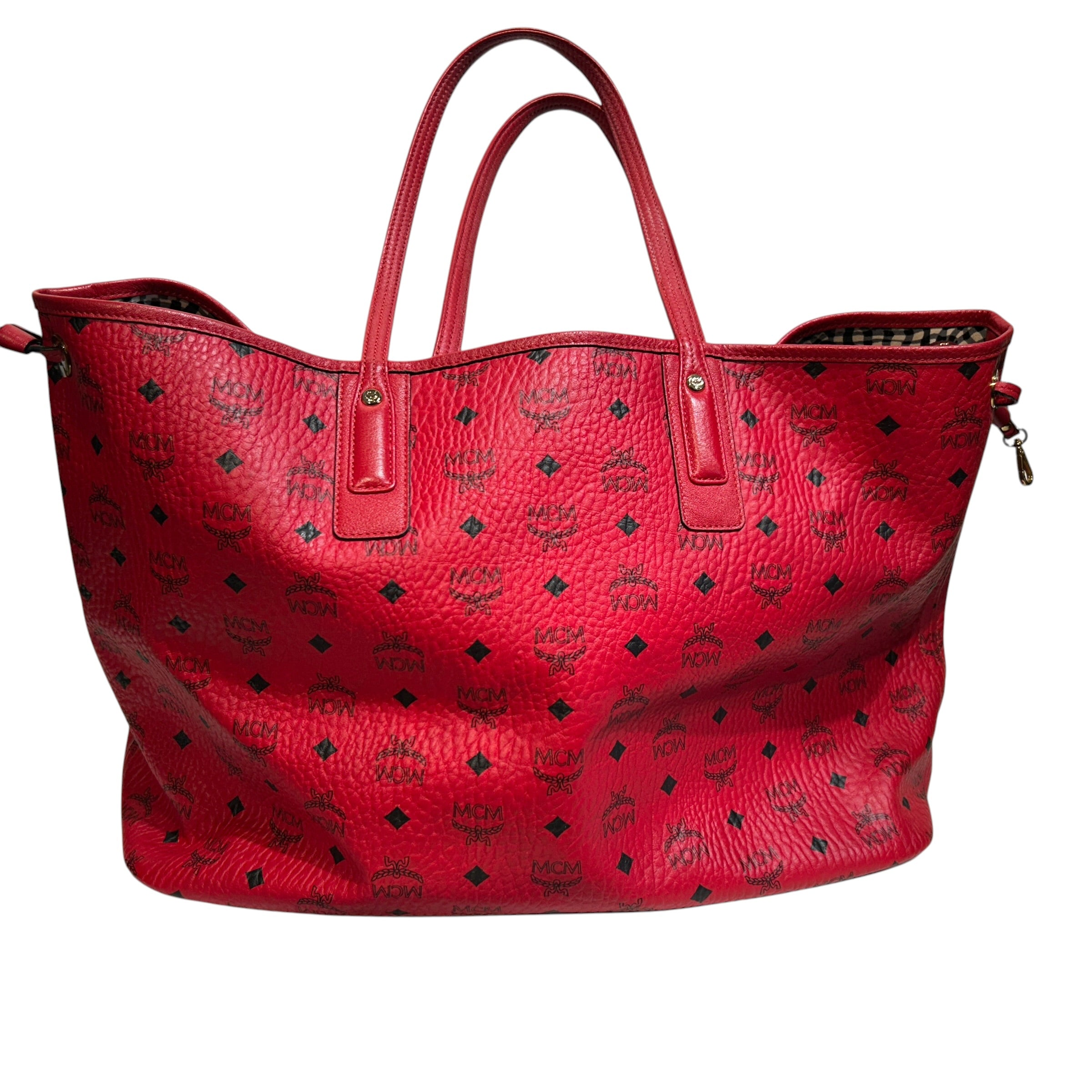 MCM/Tote Bag/Monogram/Leather/RED/Reversible view 2