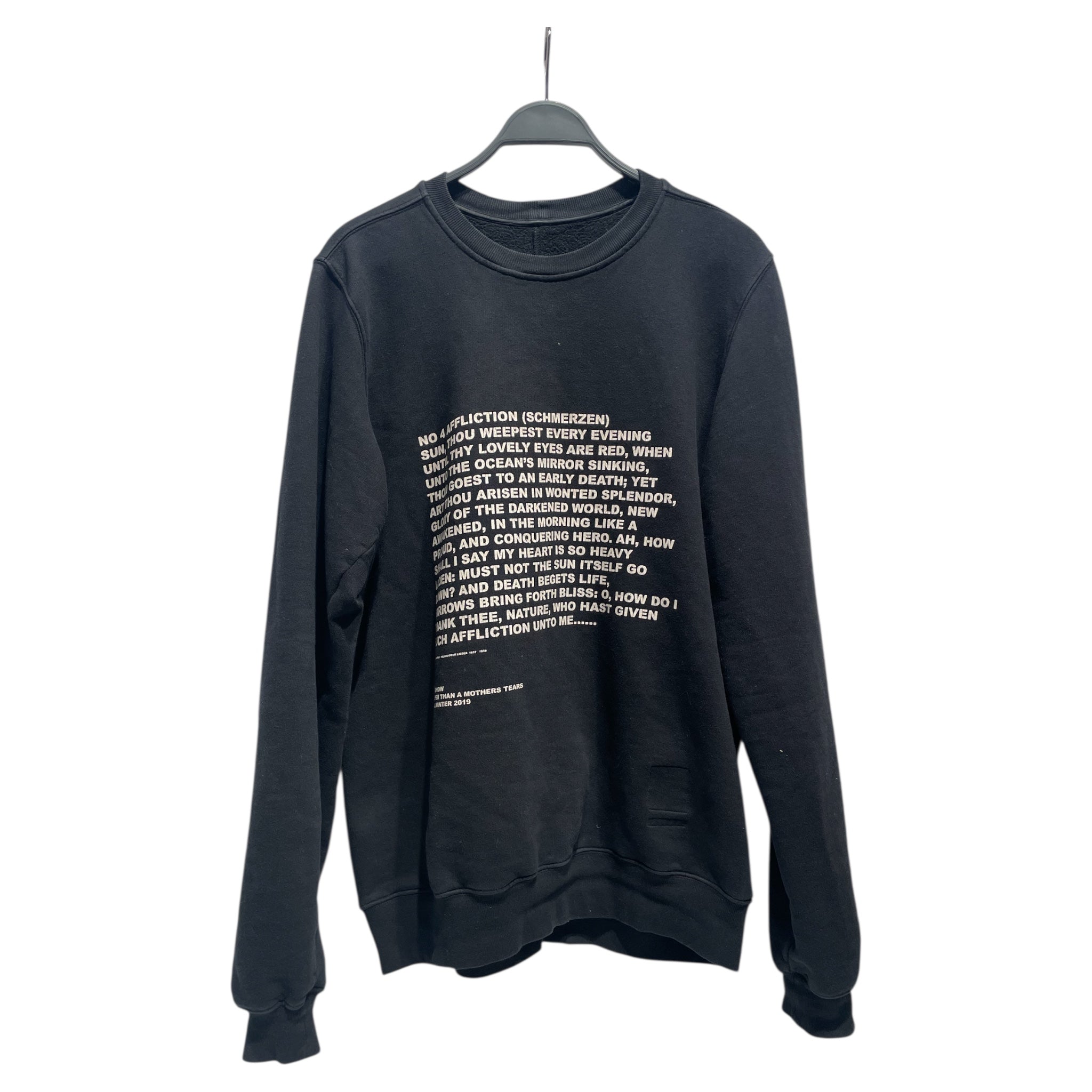 RICK OWENS DRKSHDW/Tops/XL/Cotton/BLK/FW19 POEM CREWNECK view 1