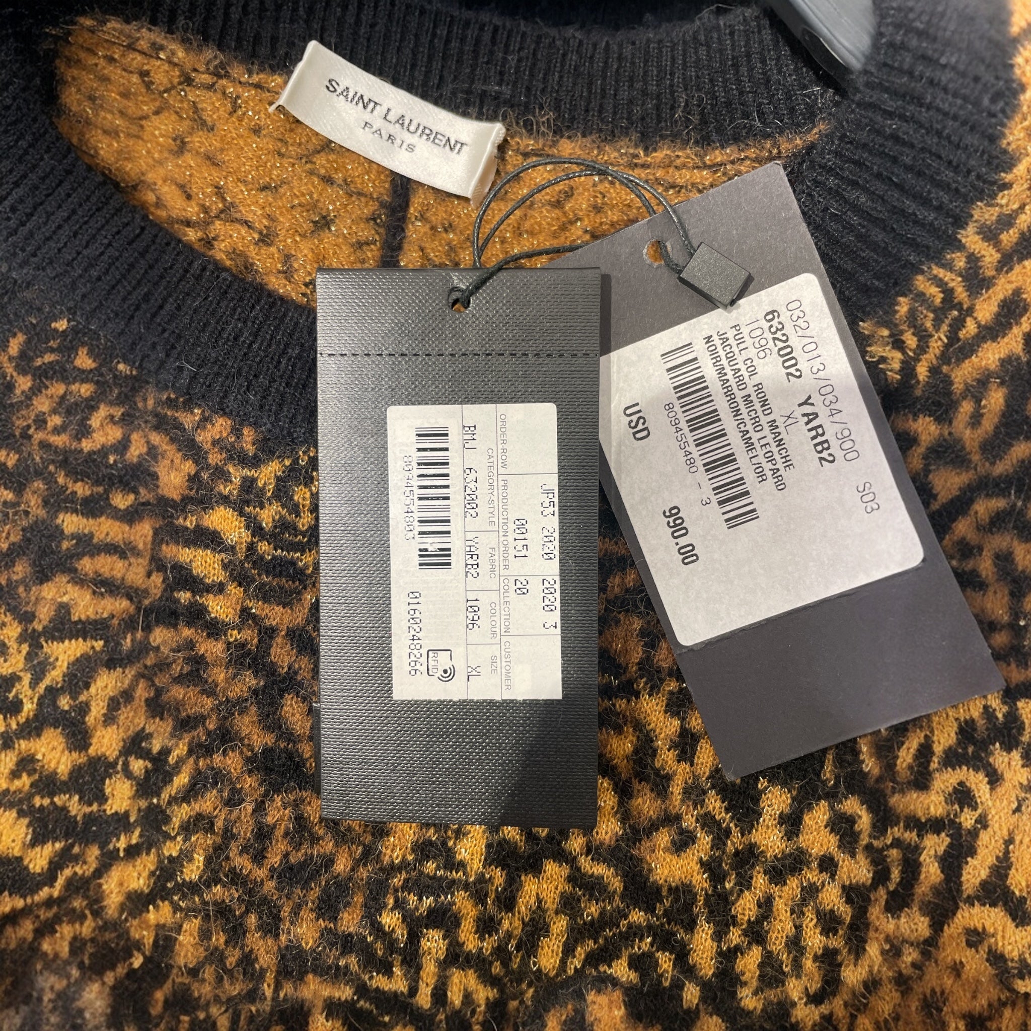 SAINT LAURENT/Sweater/XL/All Over Print/Wool/GLD/KNITTED GLITTER view 3