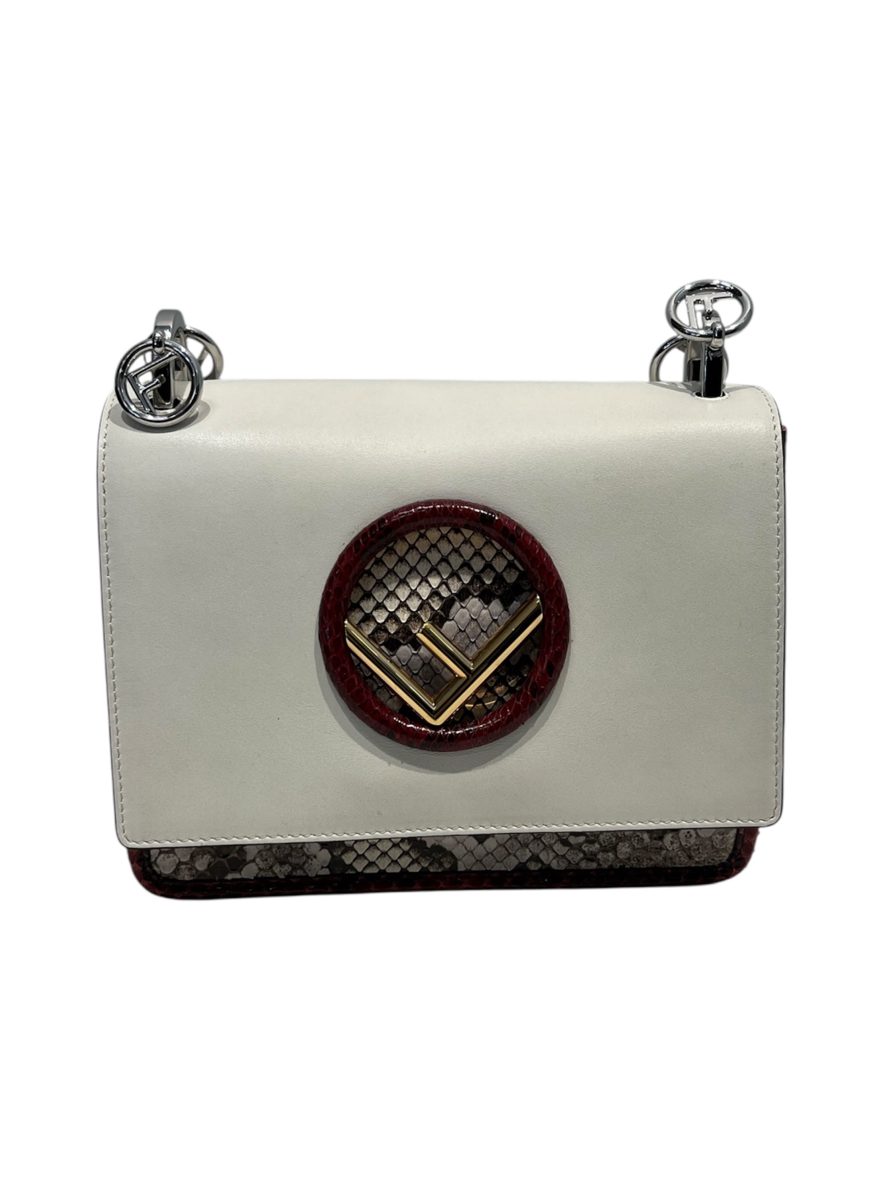 FENDI/Hand Bag/Leather/WHT/F PYTHON TRIMMED HANDBAG view 1