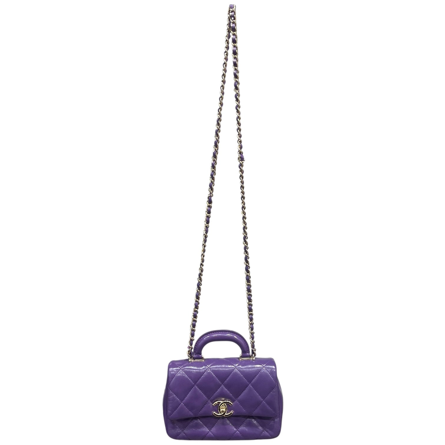 CHANEL/Cross Body Bag/Lambskin/PPL/Mini 19 flap view 1