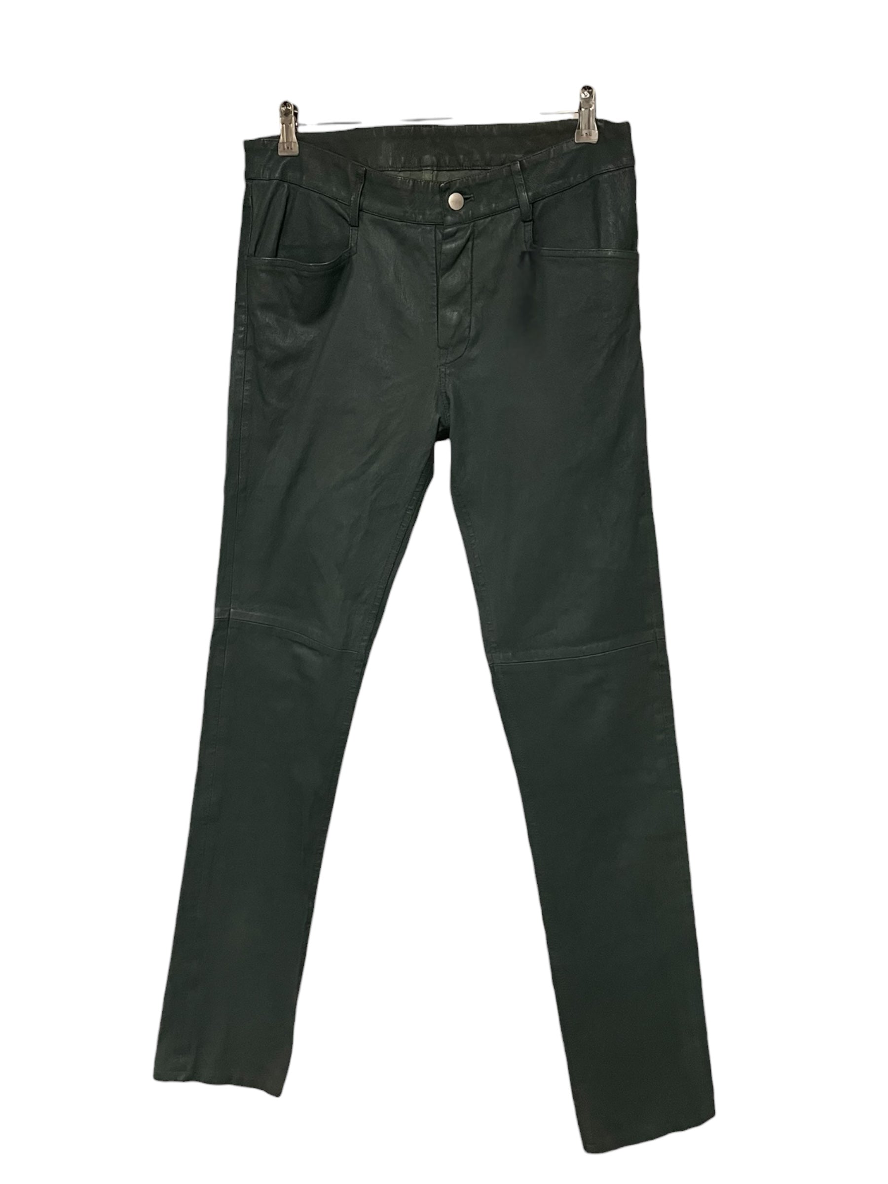 Rick Owens/Straight Pants/50/Leather/GRN/tyrone teal goat leather view 1