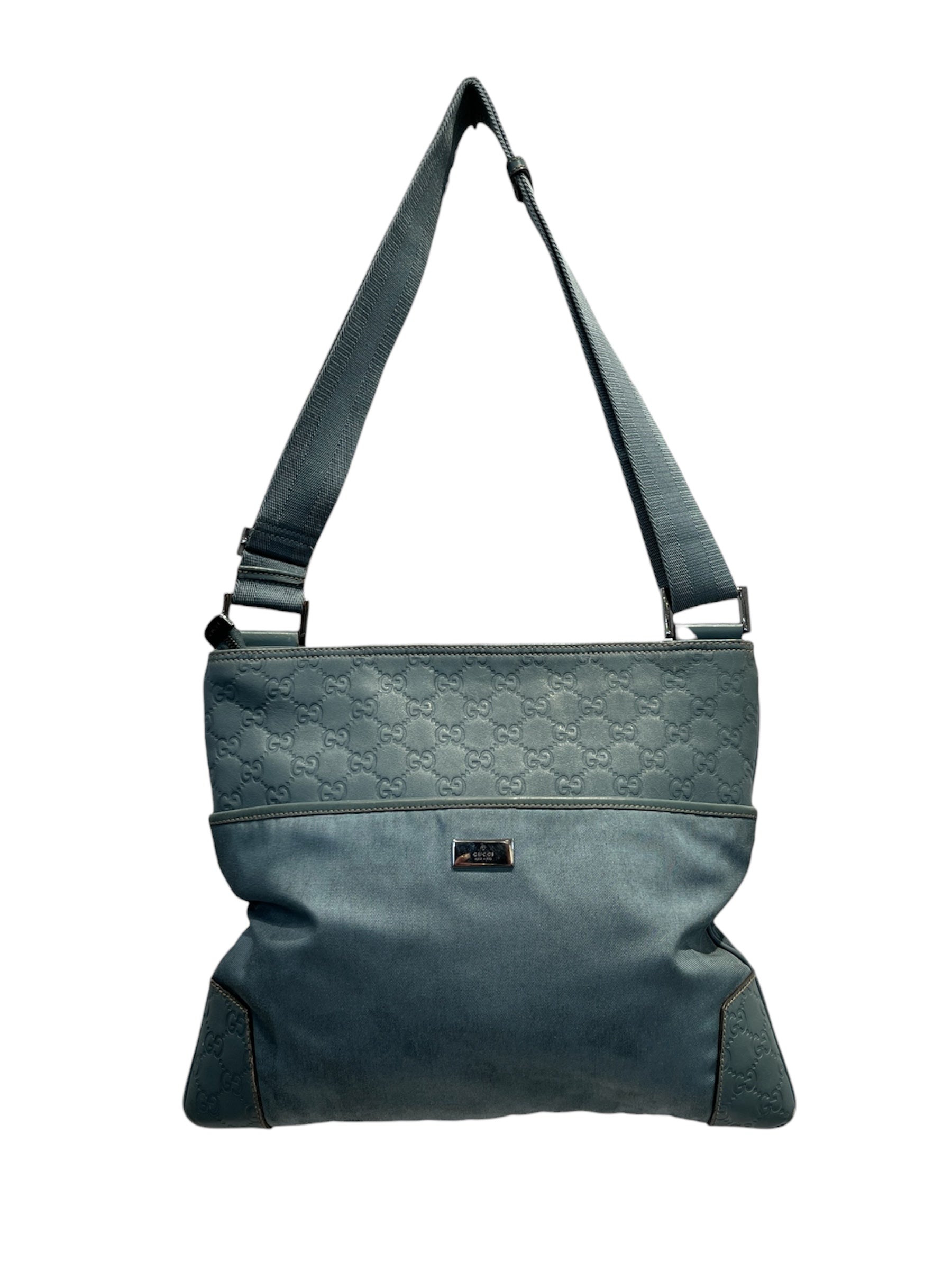 GUCCI/Cross Body Bag/OS/Monogram/Leather/BLU/GUCCISSIMA STRAP BAG view 1