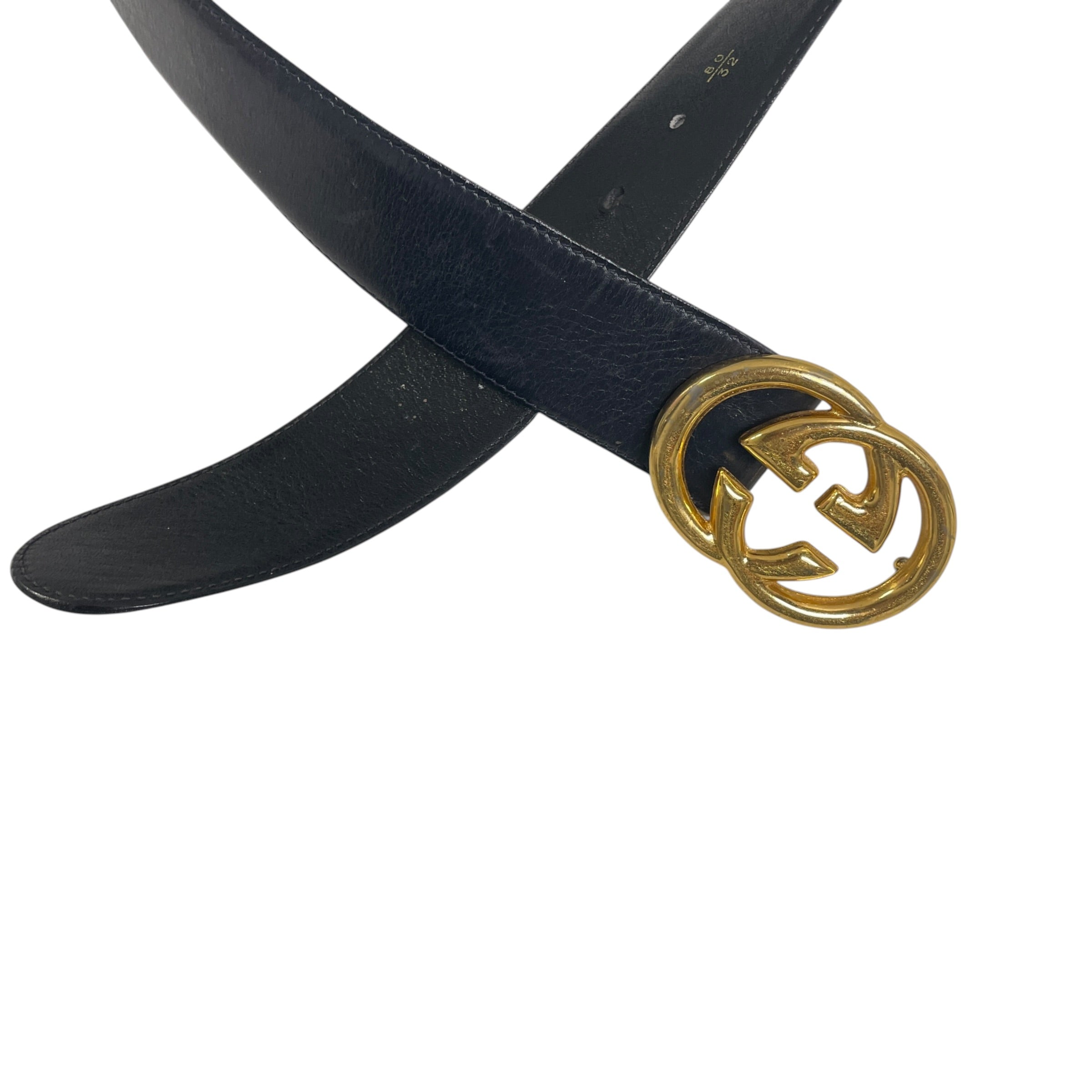 GUCCI/Belt/Leather/BLK/M's/gold buckle view 2