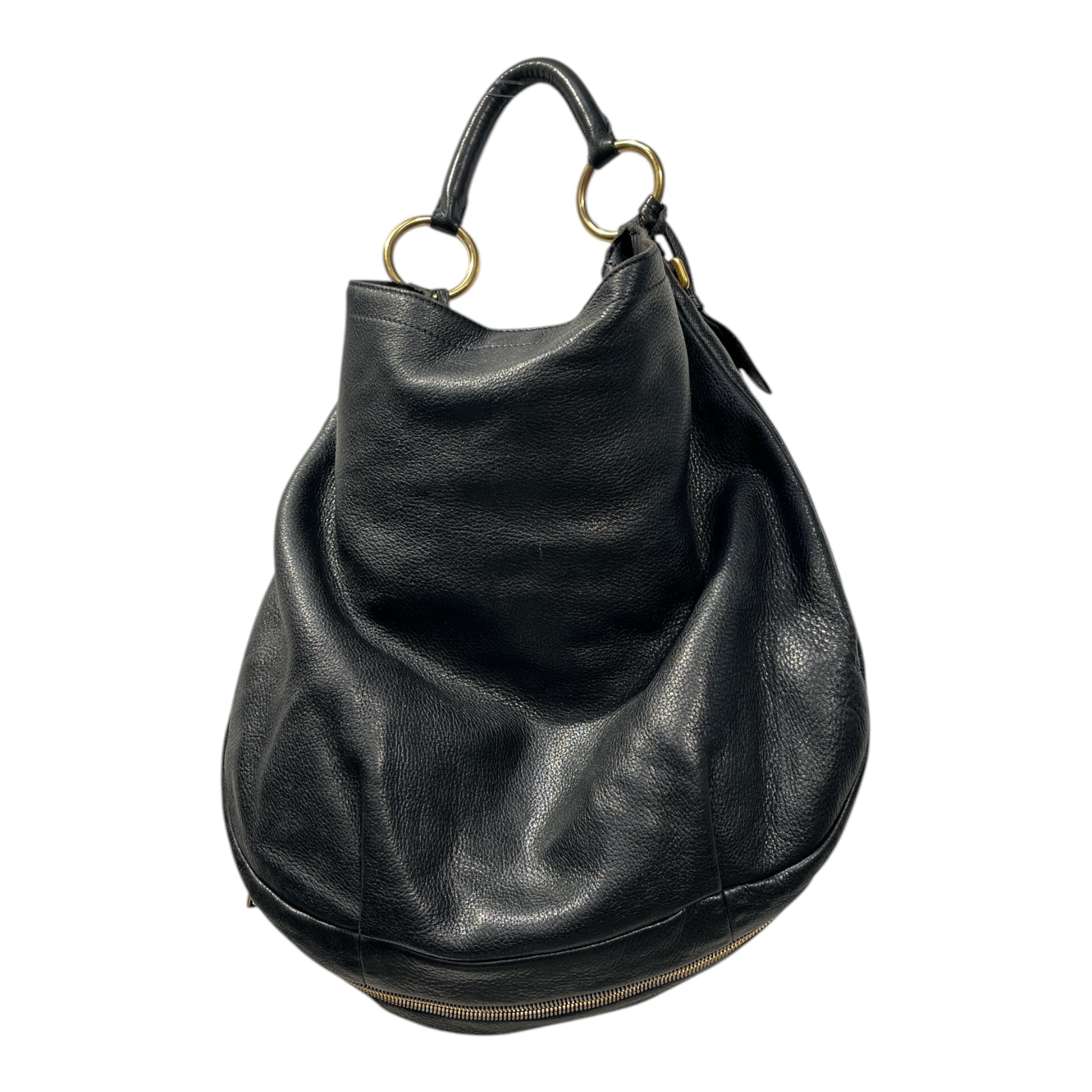 PRADA/Hand Bag/Leather/BLK/antik cervo leather sacca tote view 2
