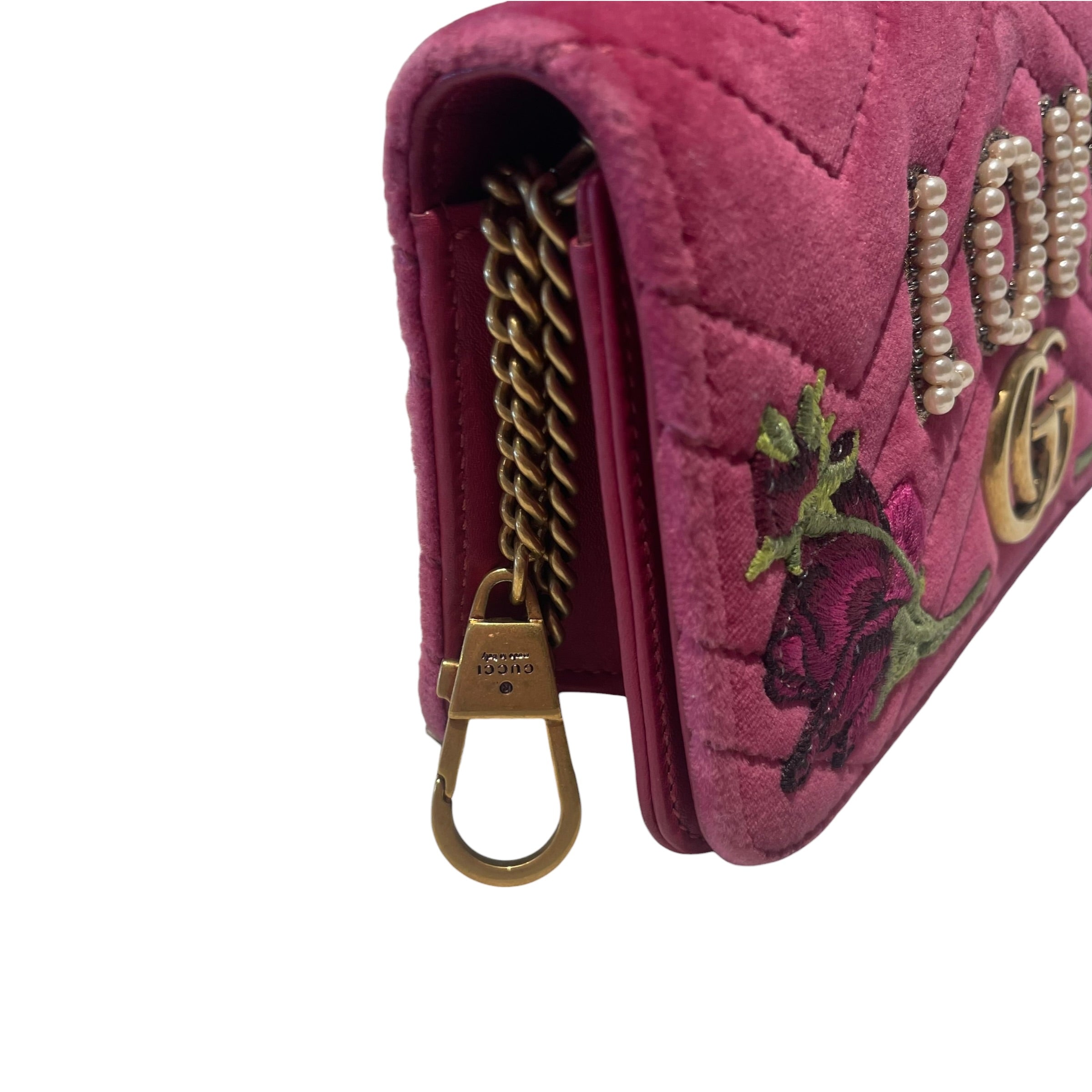 GUCCI/Cross Body Bag/Floral Pattern/Suede/PNK/GG "LOVE" QUILTED MARMONT view 7